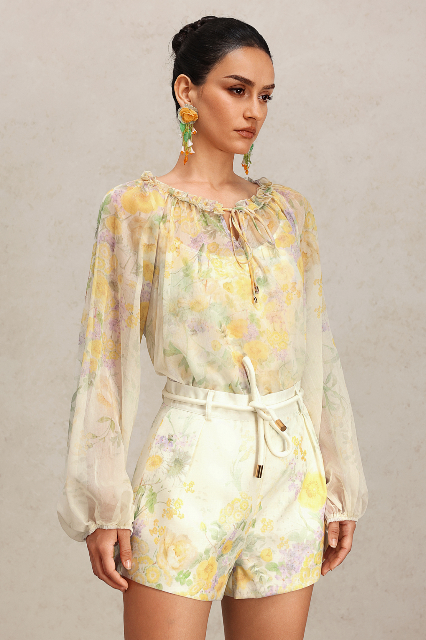 Millipin Floral Printed Top And Shorts Two-Piece Set