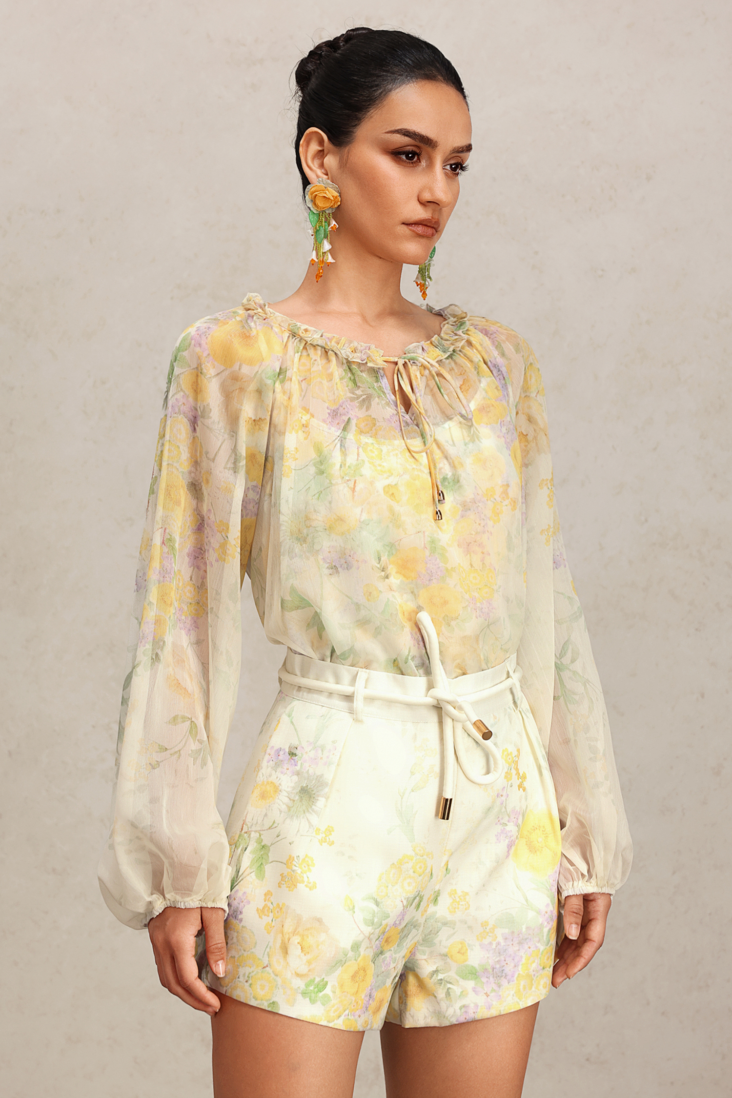 Millipin Floral Printed Top And Shorts Two-Piece Set