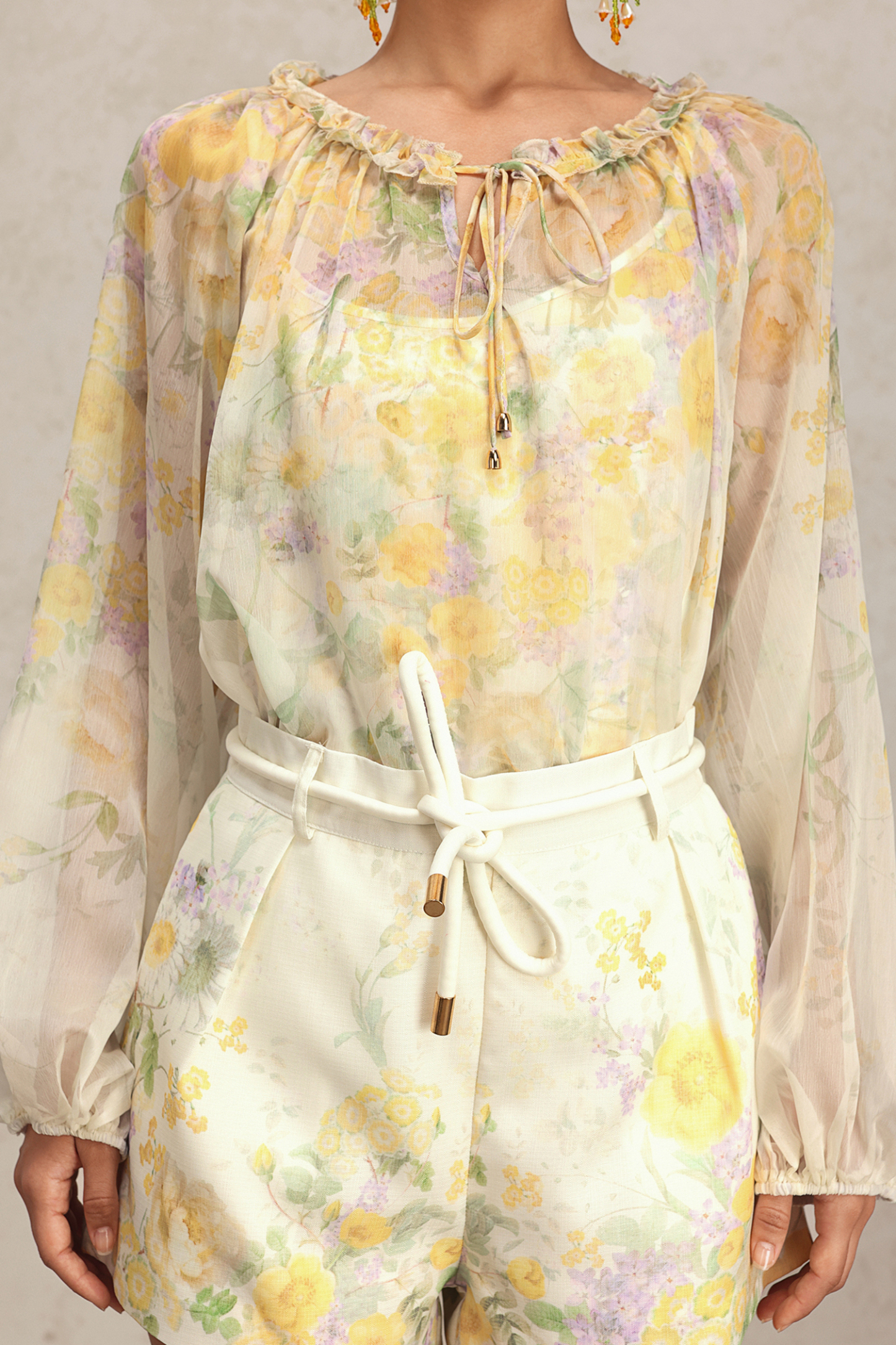 Millipin Floral Printed Top And Shorts Two-Piece Set