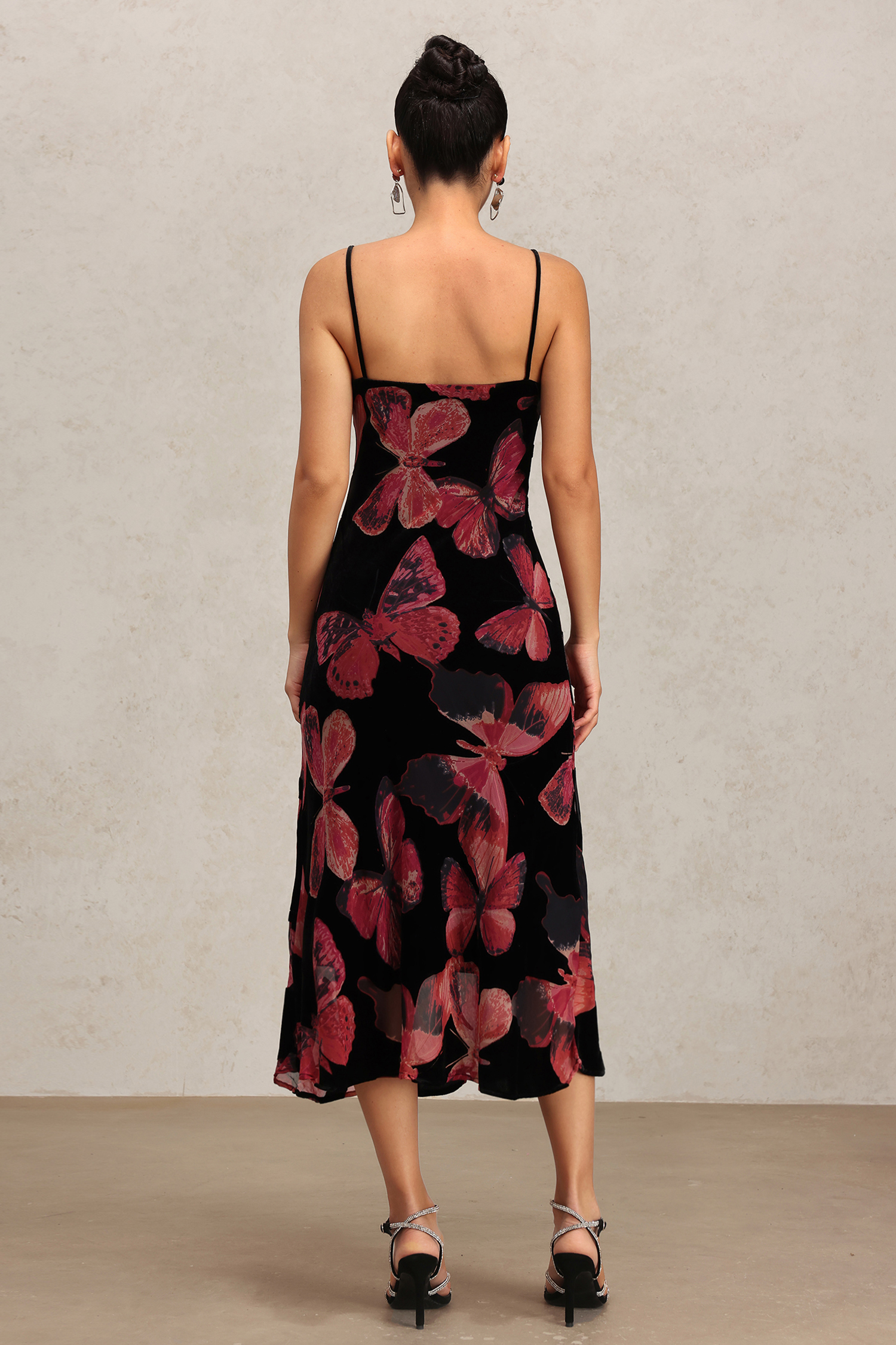 Tutuni V-Neck Halter Butterfly Printed Maxi Dress