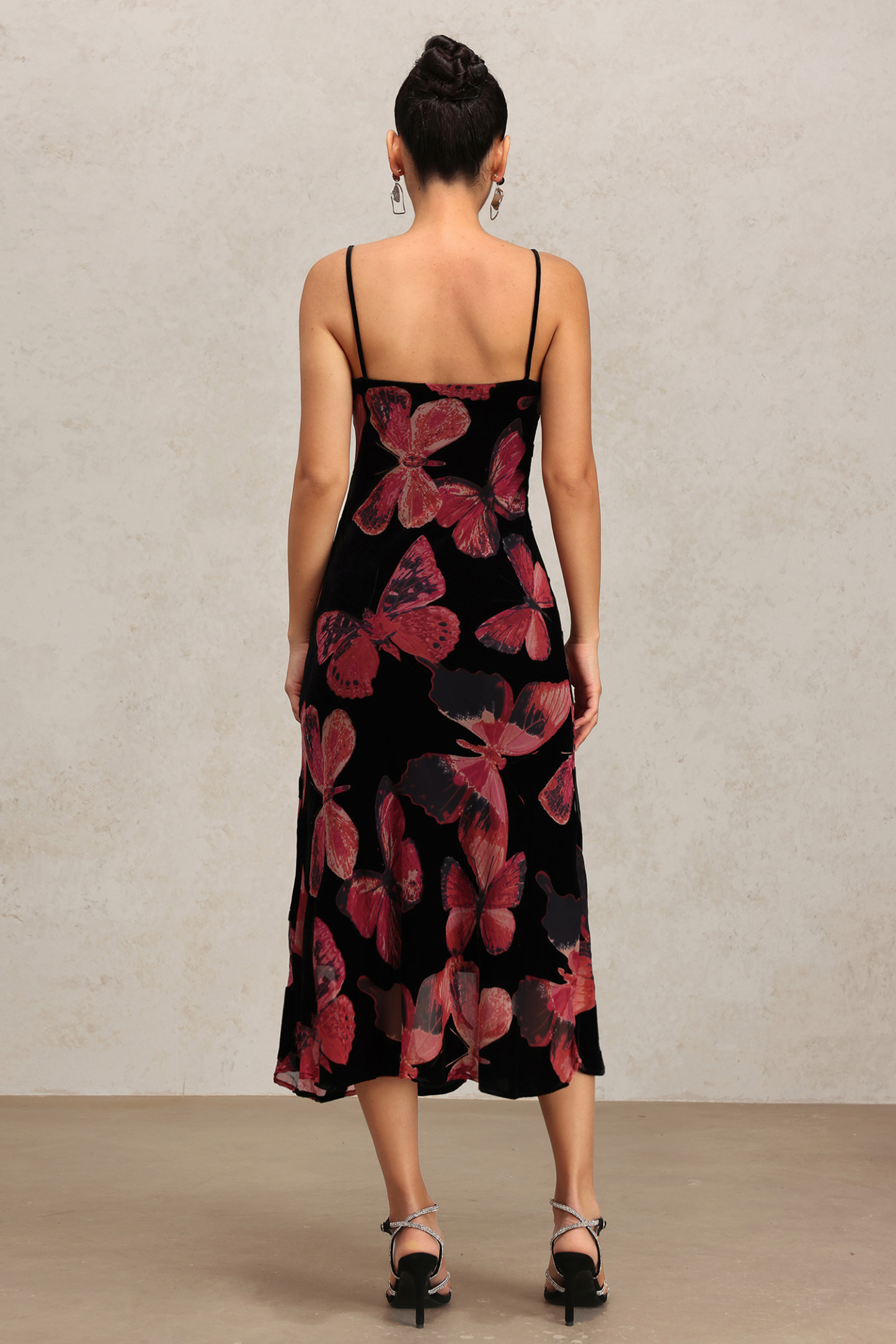 Tutuni V-Neck Halter Butterfly Printed Maxi Dress