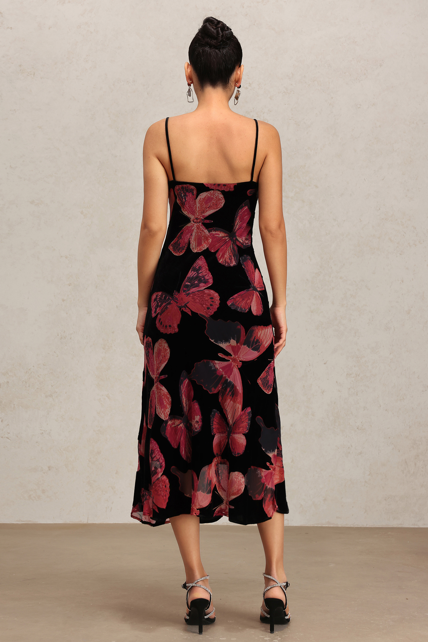 Tutuni V-Neck Halter Butterfly Printed Maxi Dress