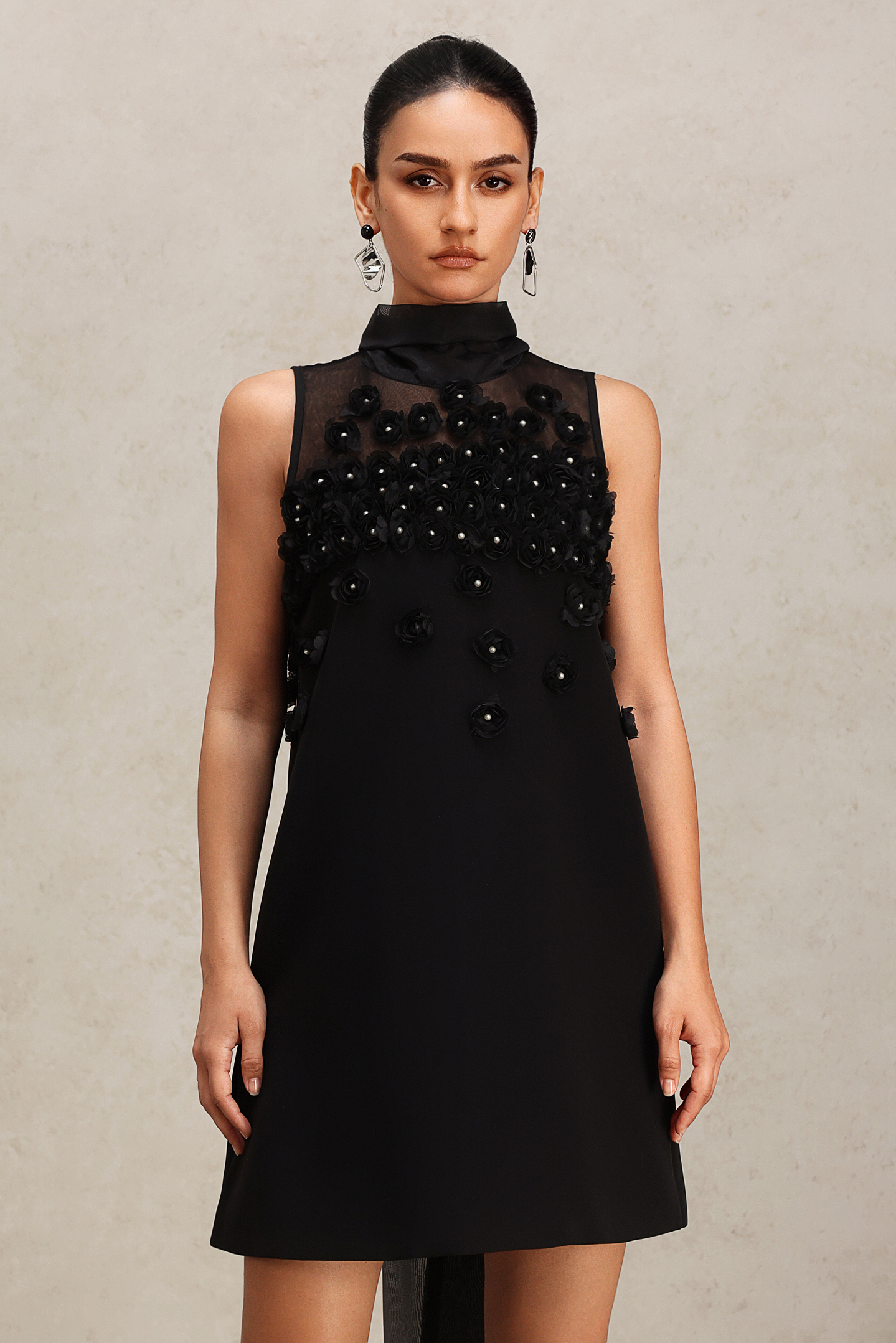 Lucia Flowers Sleeveless Streamer Mini Dress