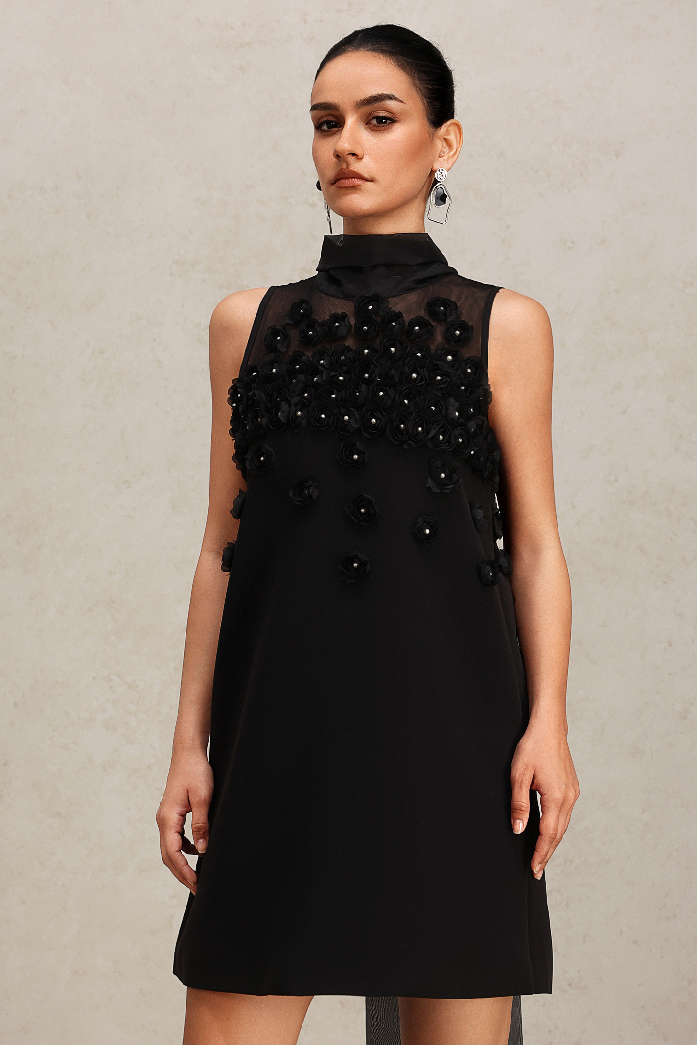 Lucia Flowers Sleeveless Streamer Mini Dress