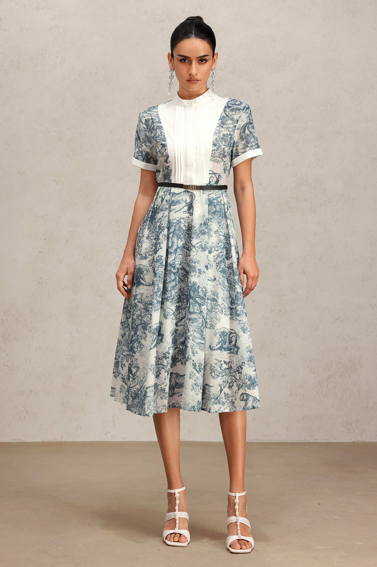 Kisa Short Sleeve Floral Printed Midi Dress