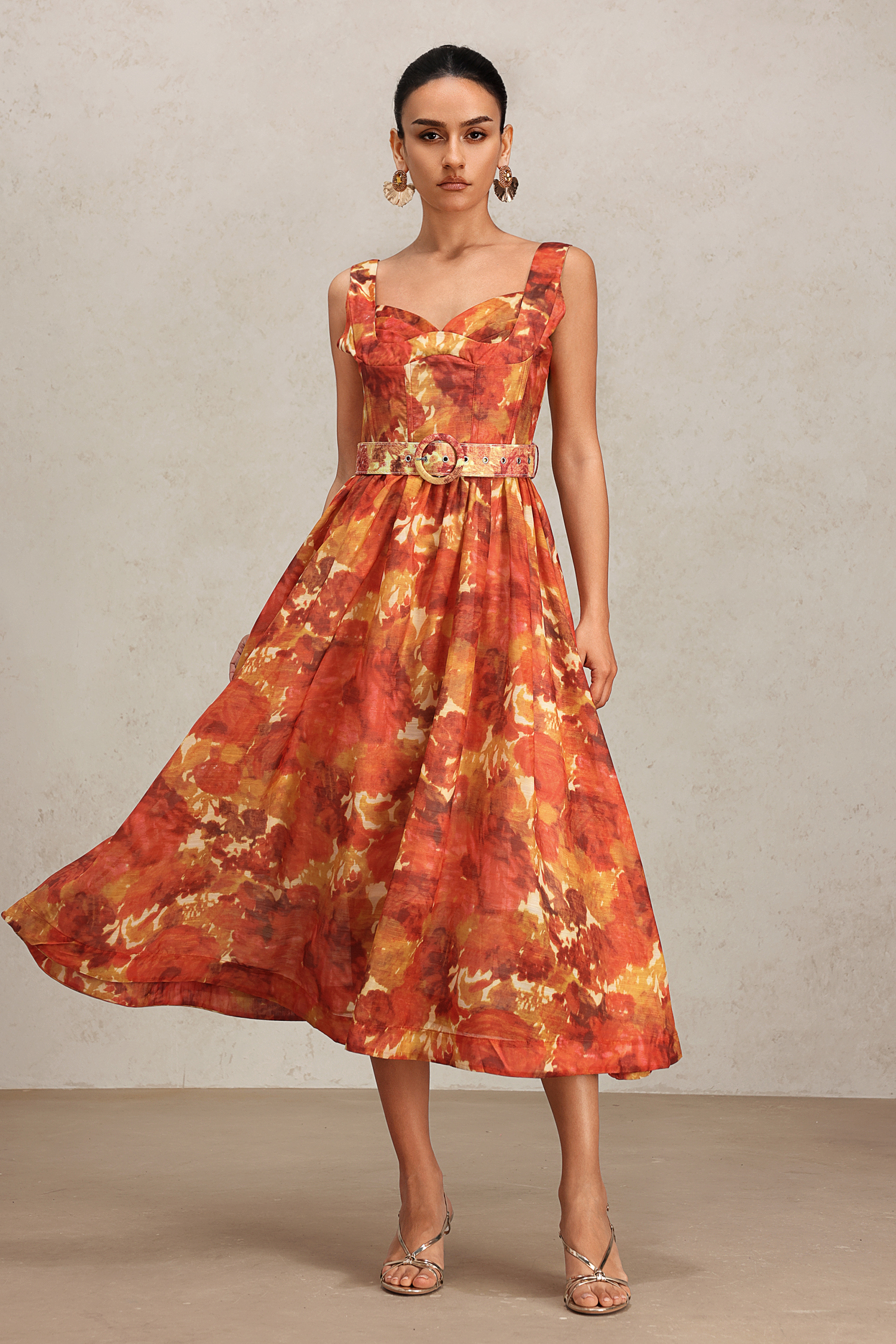 Momo Halter Floral Printed Midi Dress – Bellabarnett