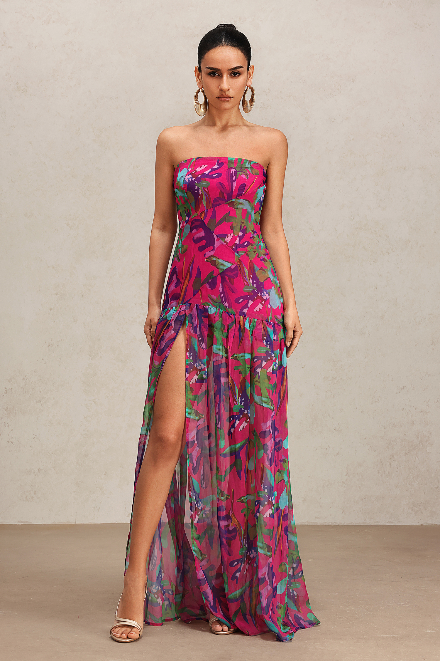 Selma Sleeveless Printed High Slit Maxi Dress