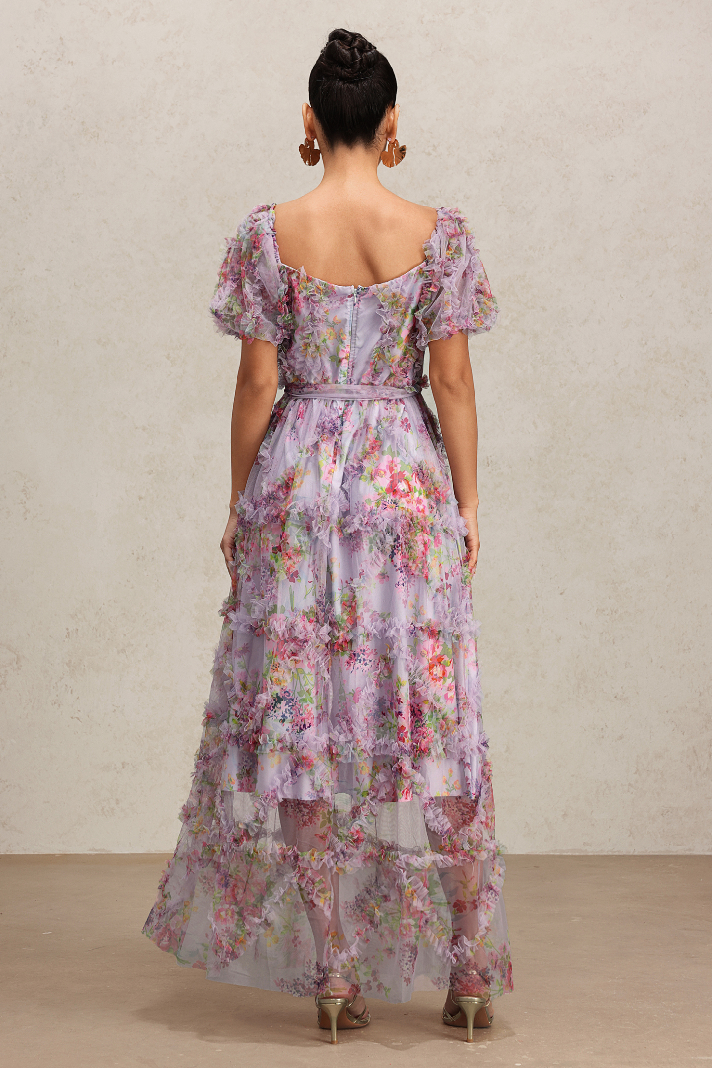 Ziriy Puff Sleeves Floral Printed Maxi Dress