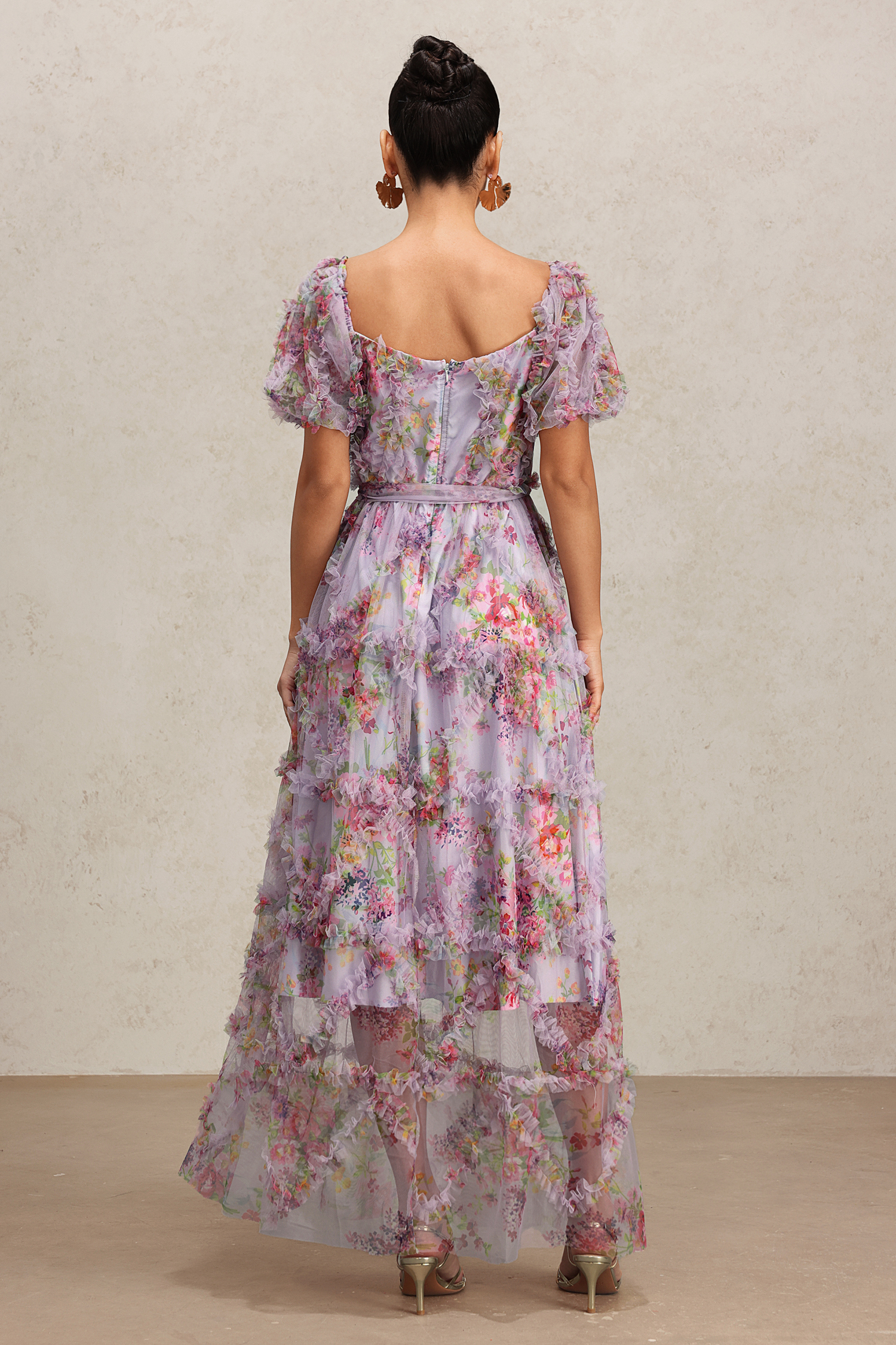 Ziriy Puff Sleeves Floral Printed Maxi Dress
