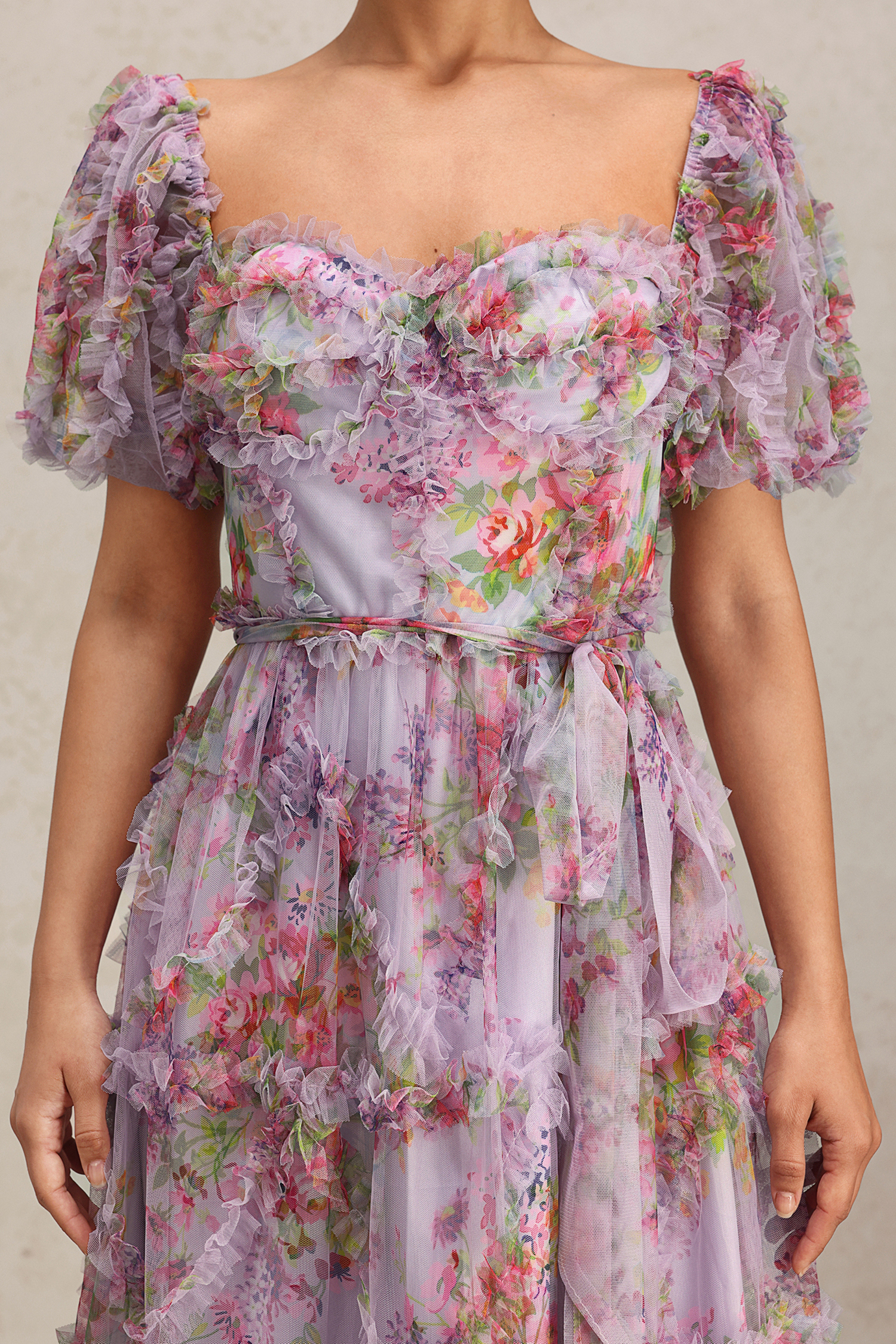 Ziriy Puff Sleeves Floral Printed Maxi Dress