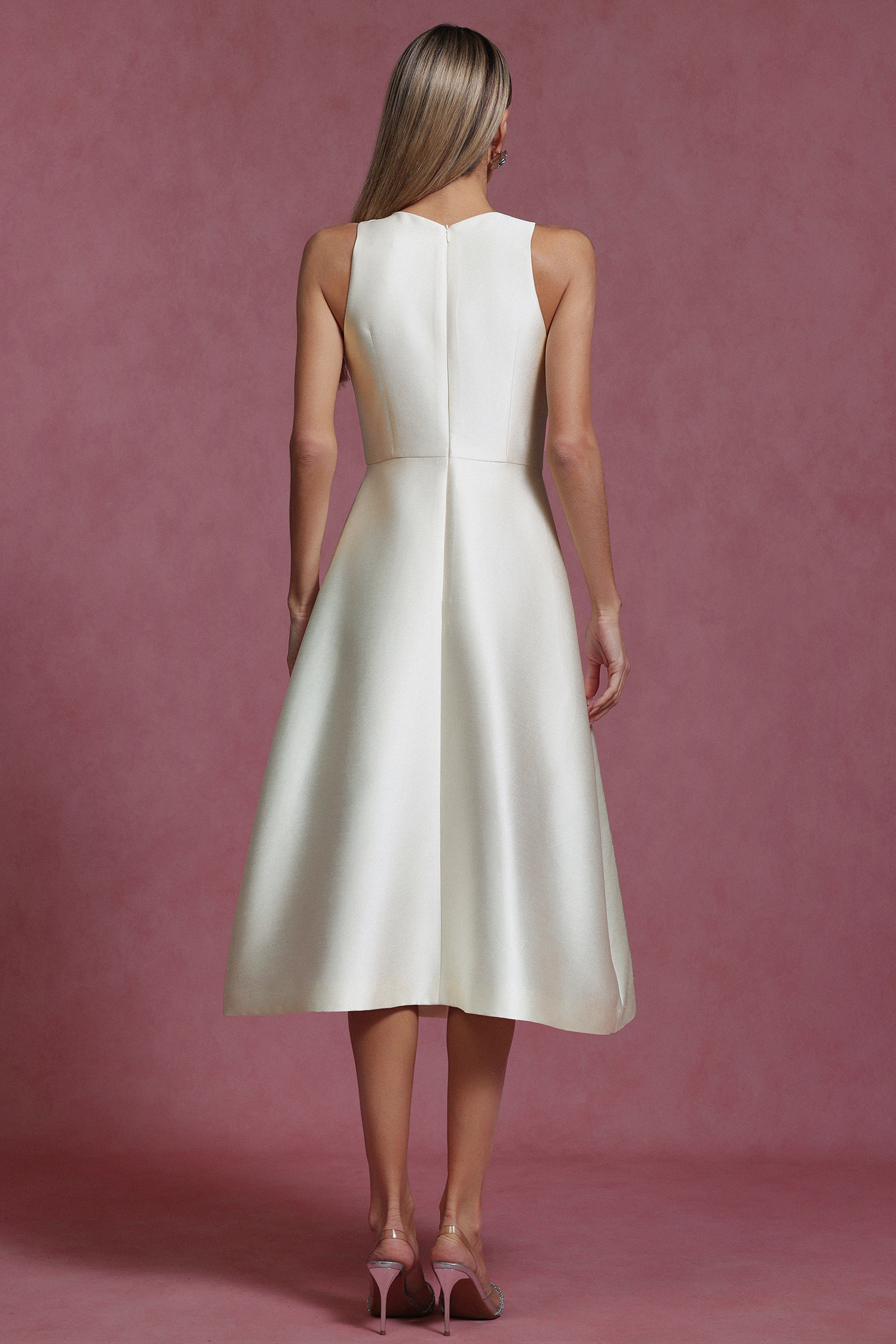 Takila V-Neck Sleeveless Bow Flowers Midi Dress