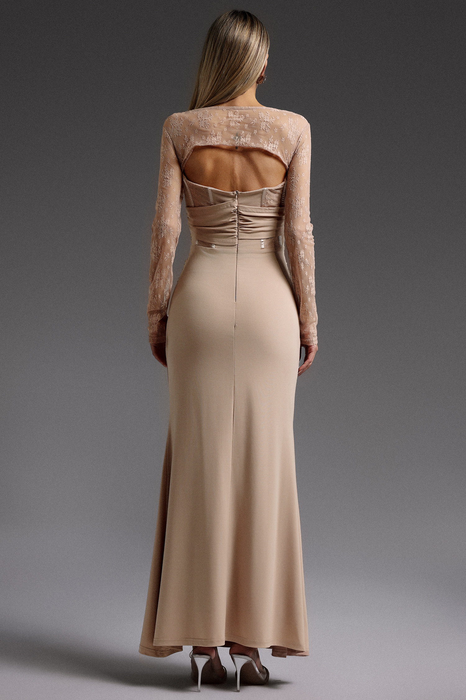 Yetta Long Sleeve Hollow Out Lace Maxi Dress