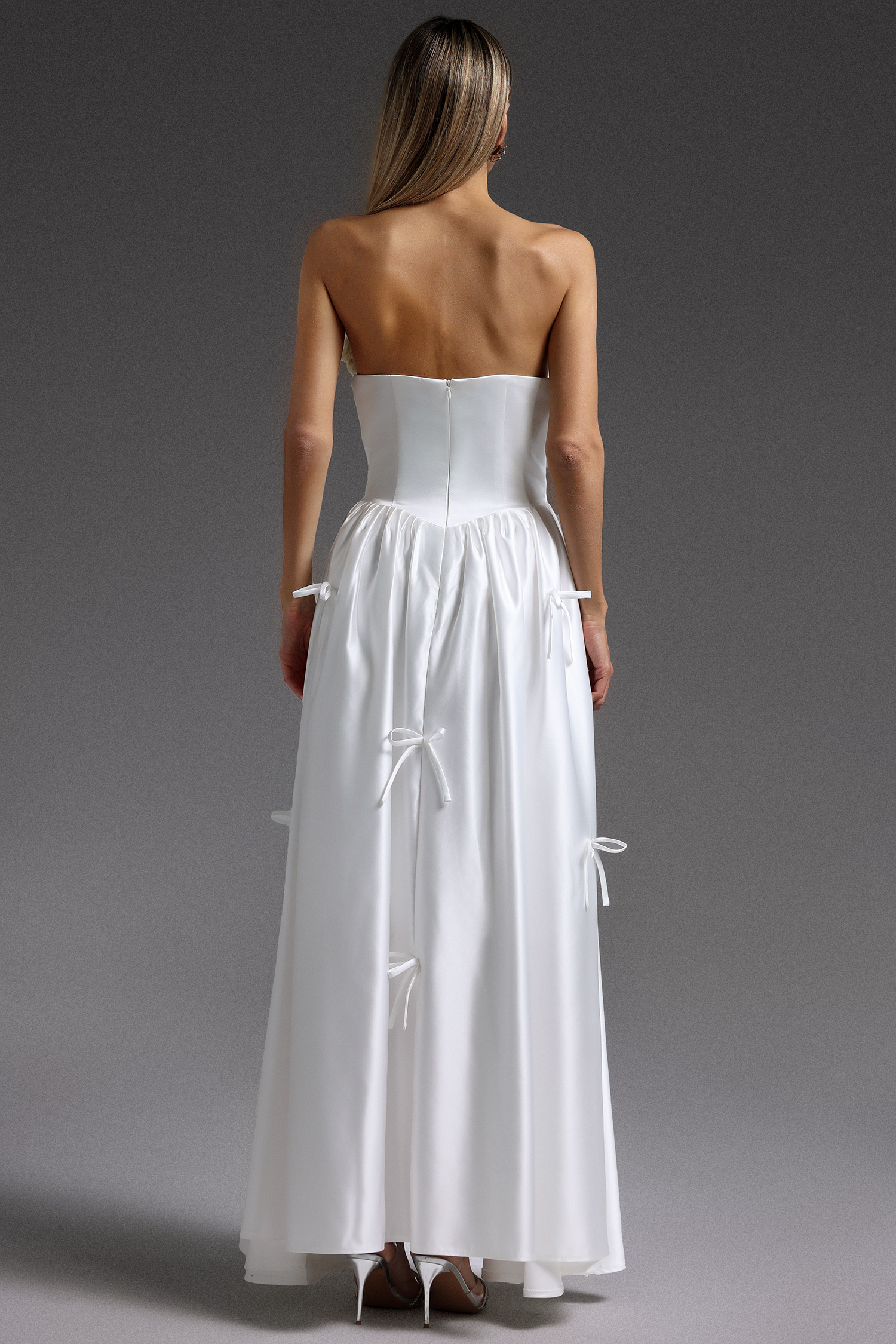 Dulio Sleeveless Bow Fishbone Maxi Dress