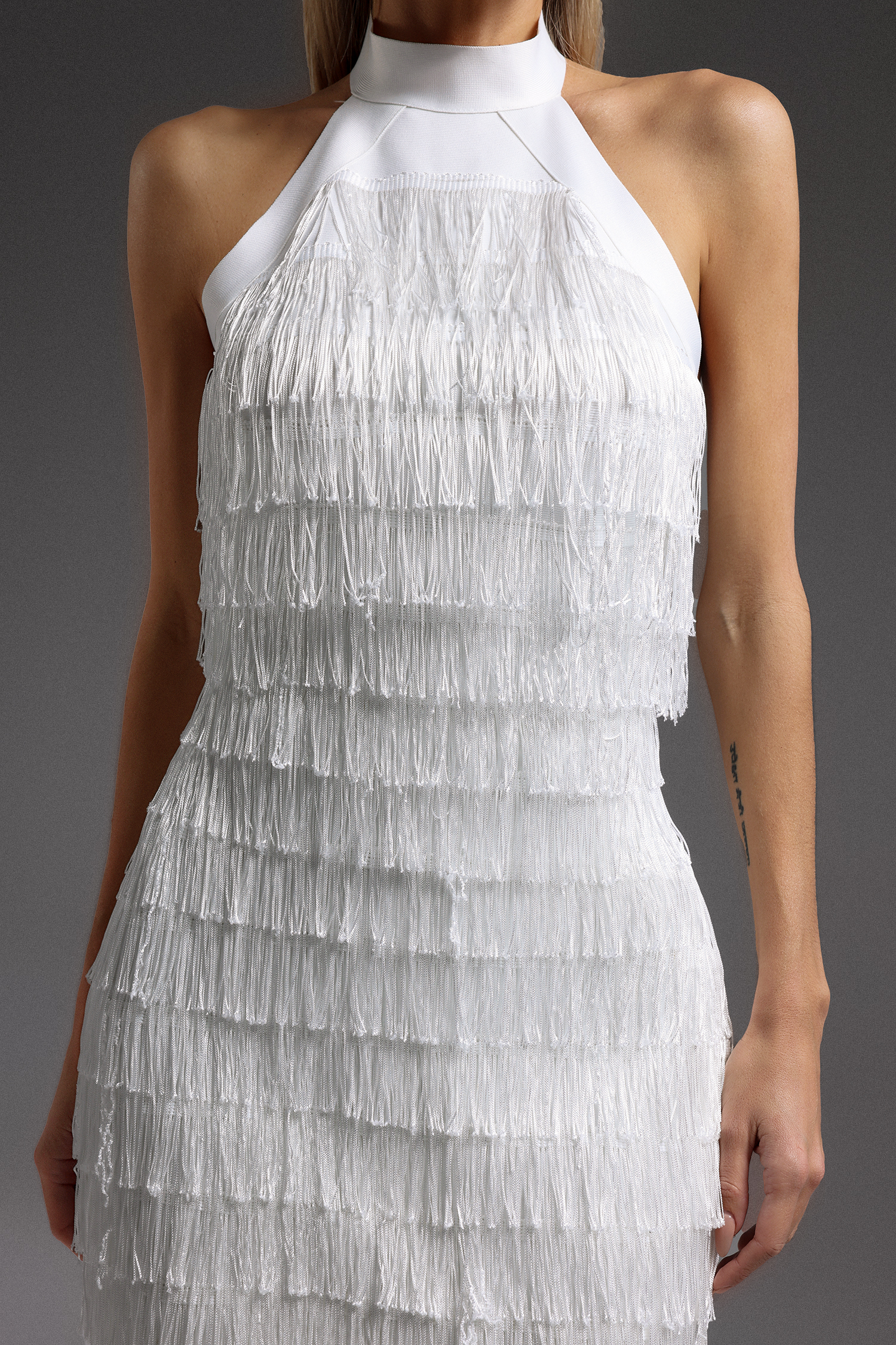 Toto Halter Sleeveless Tassel Bandage Mini Dress