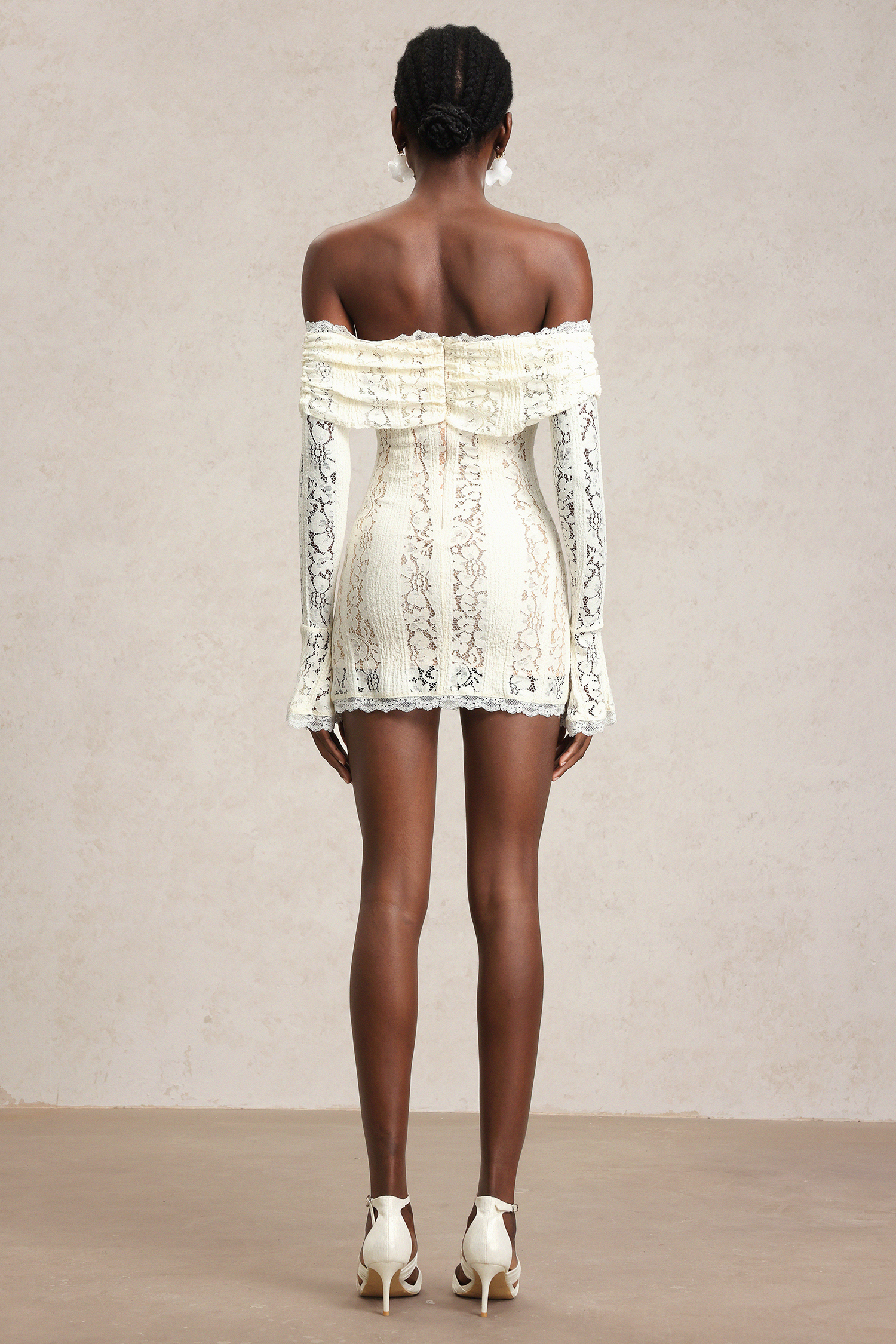 Holisa Long Sleeve Lace Bow Lacing Mini Dress