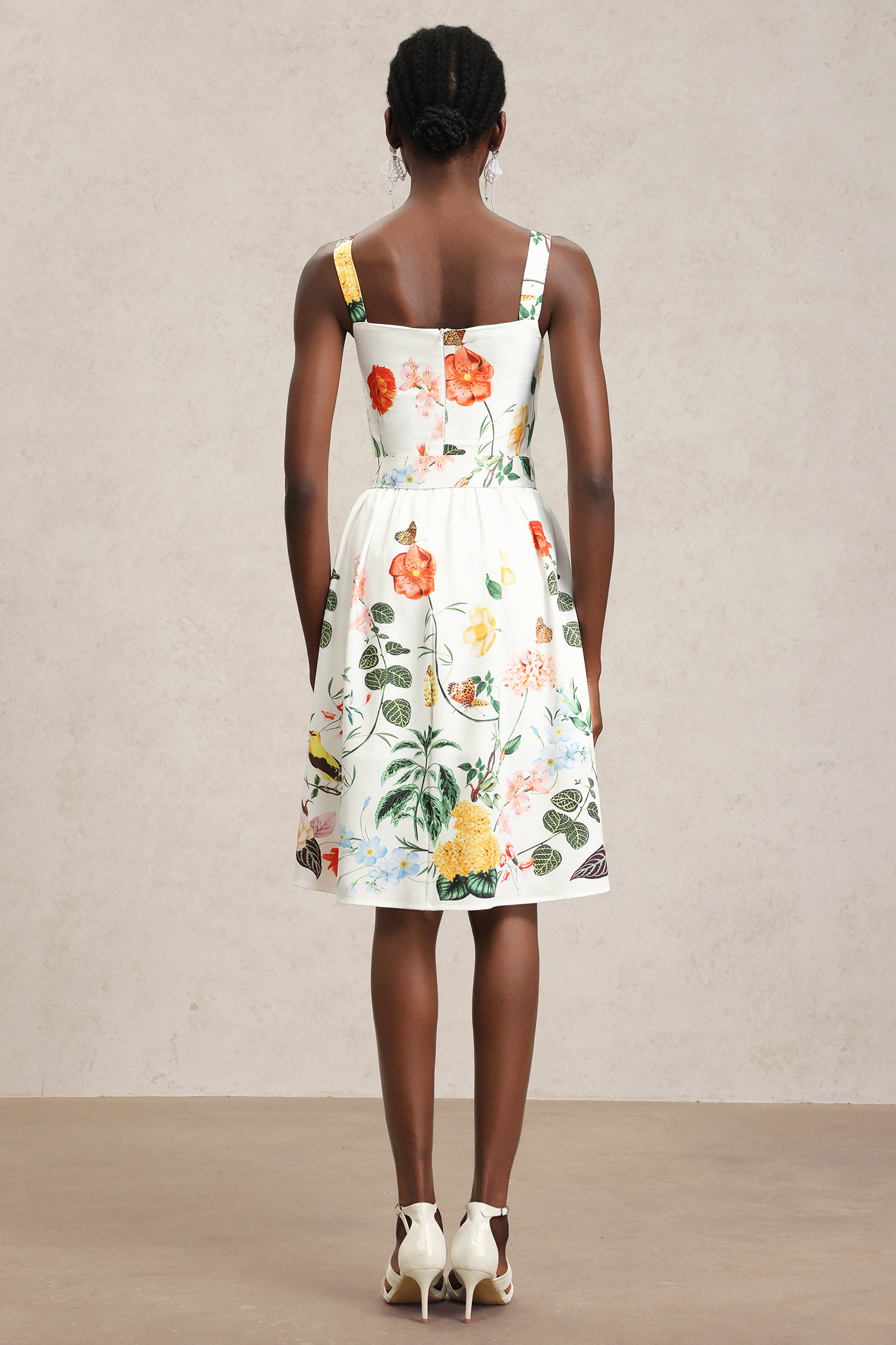 Moua Halter Floral Printed Midi Dress