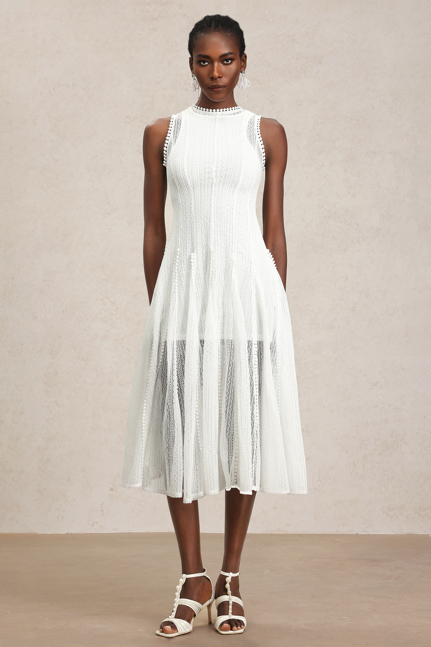 Zalma Round Neck Sleeveless Lace Maxi Dress