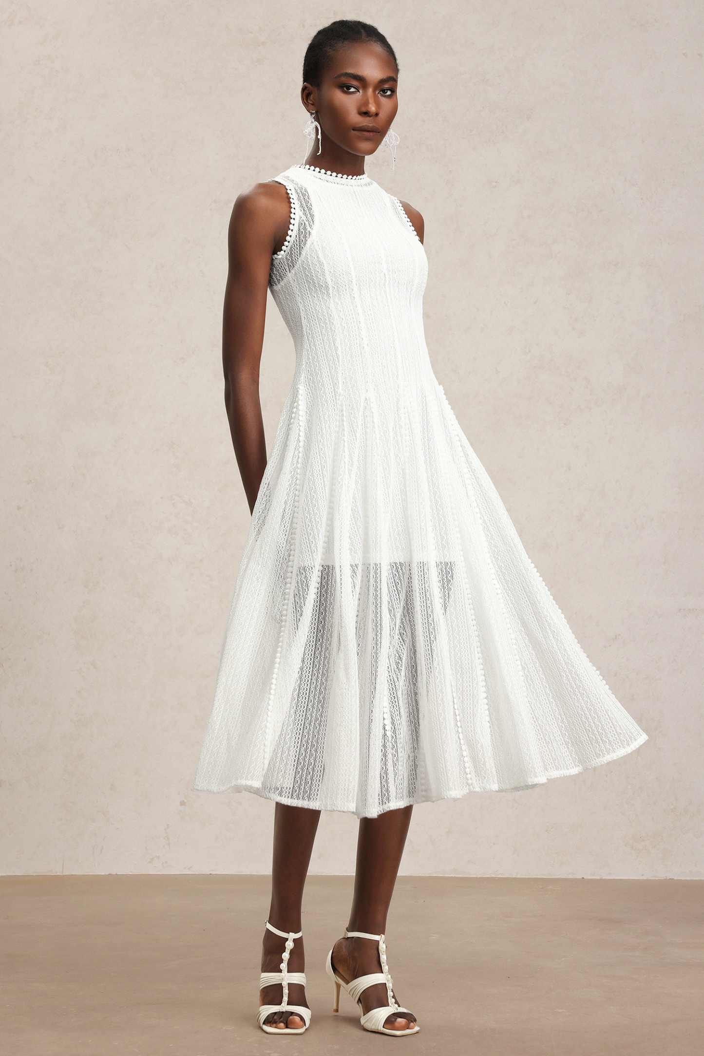 Zalma Round Neck Sleeveless Lace Maxi Dress