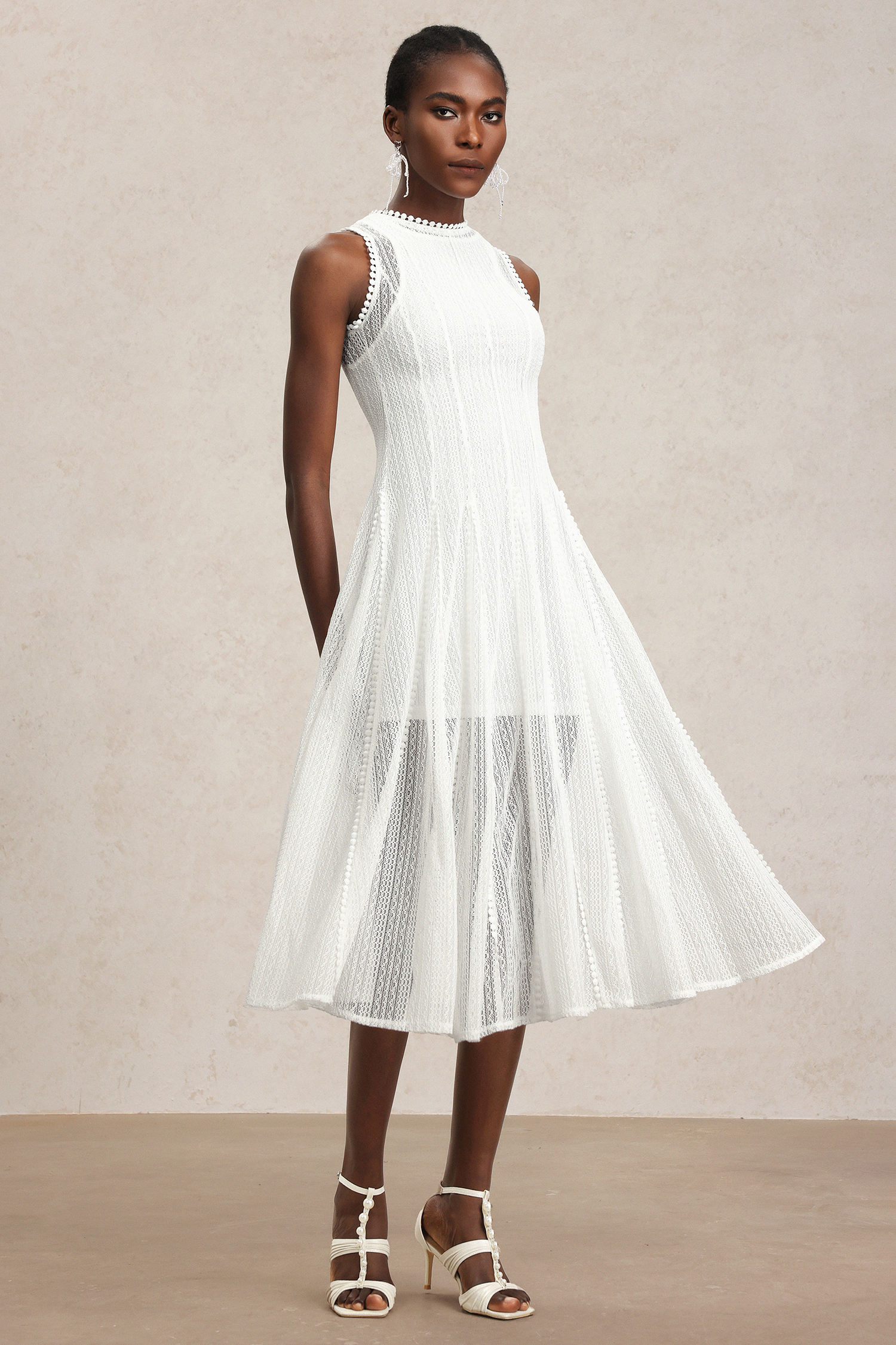 Zalma Round Neck Sleeveless Lace Maxi Dress