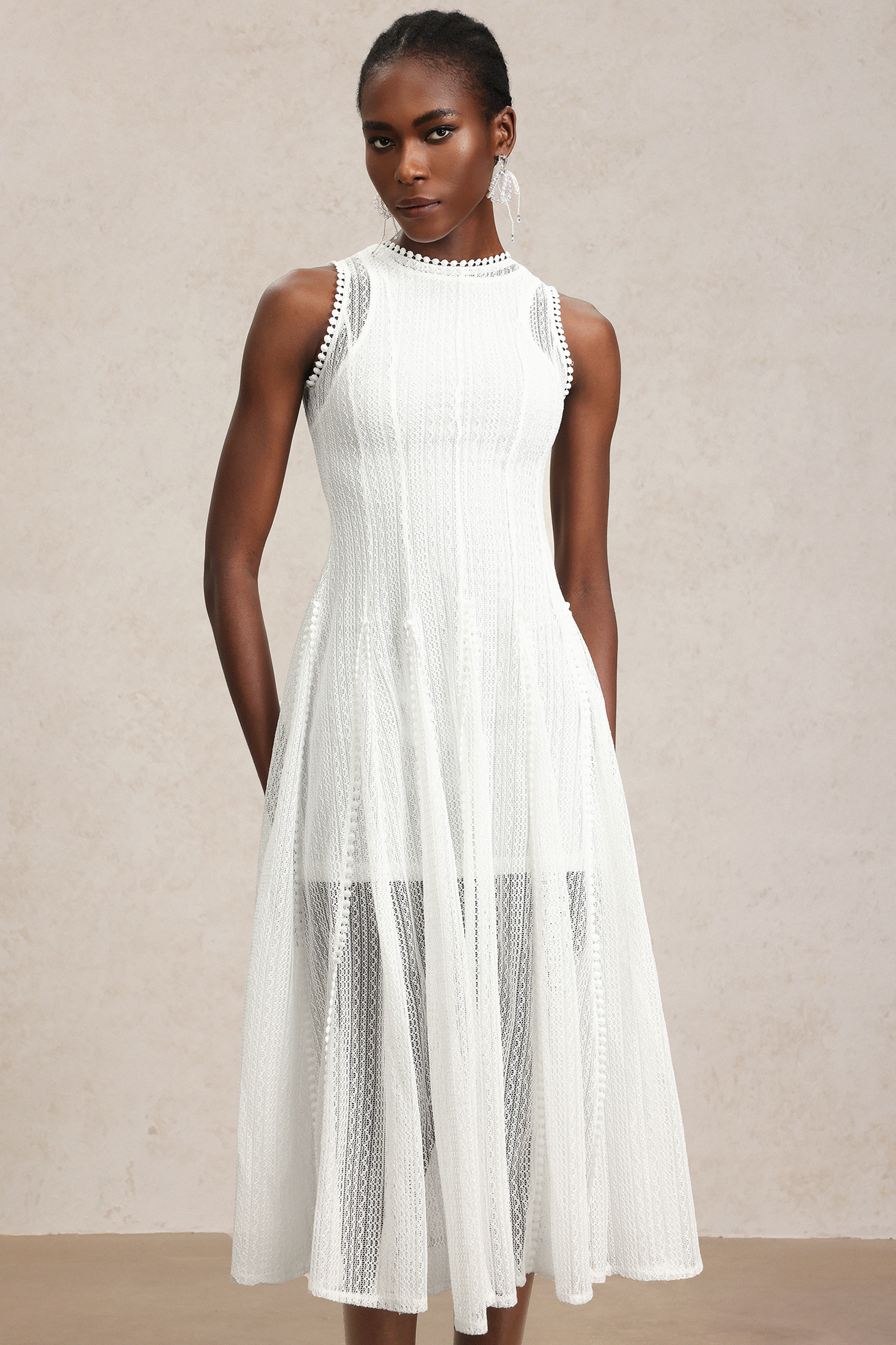 Zalma Round Neck Sleeveless Lace Maxi Dress