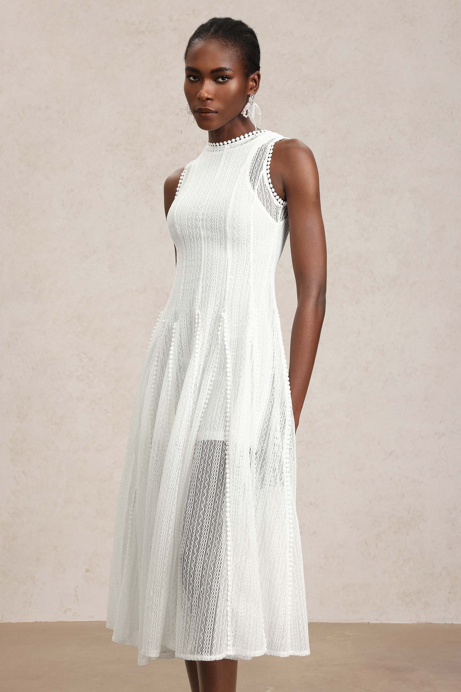 Zalma Round Neck Sleeveless Lace Maxi Dress