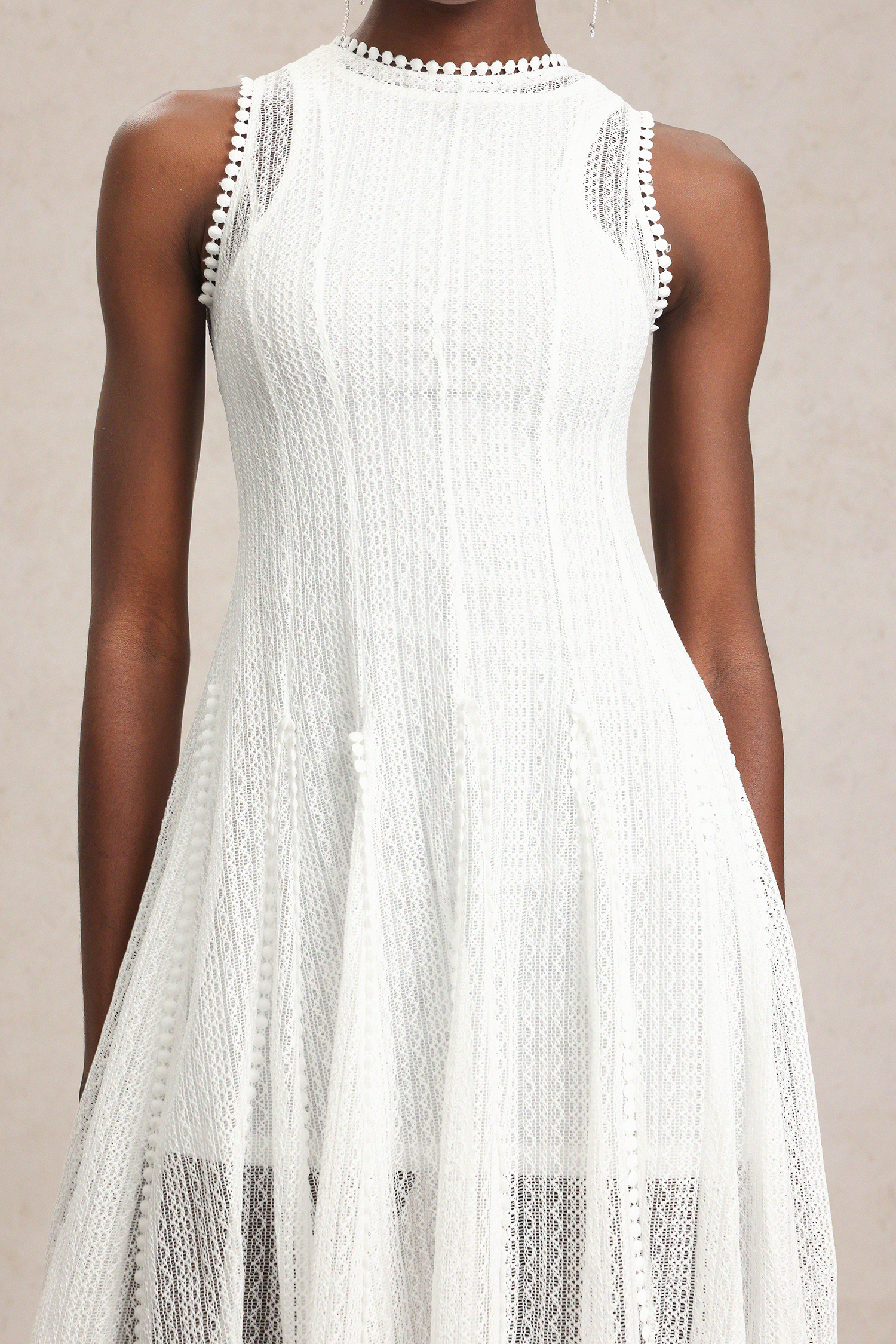 Zalma Round Neck Sleeveless Lace Maxi Dress