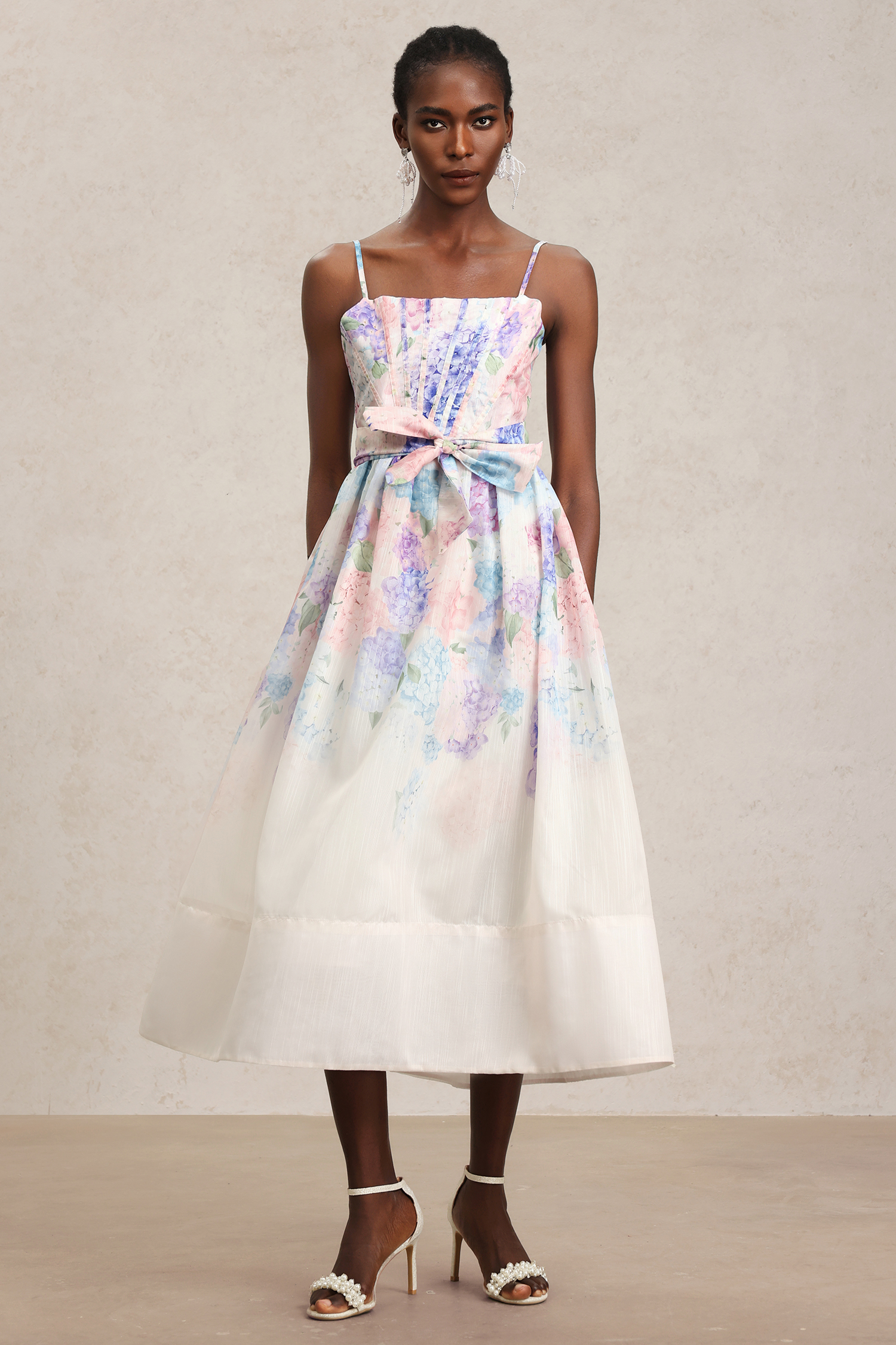 Rue Floral Printed Halter Midi Dress