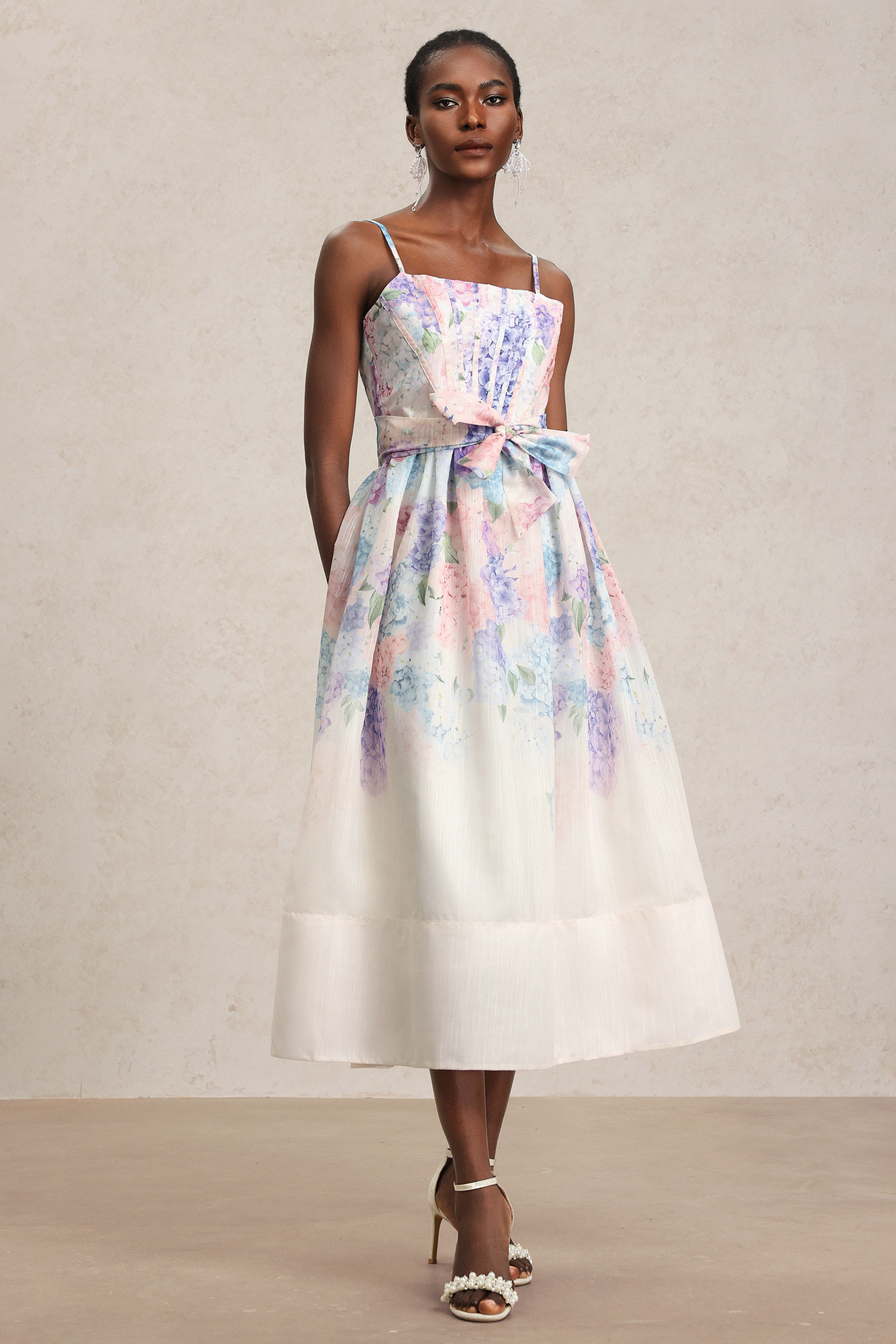 Rue Floral Printed Halter Midi Dress