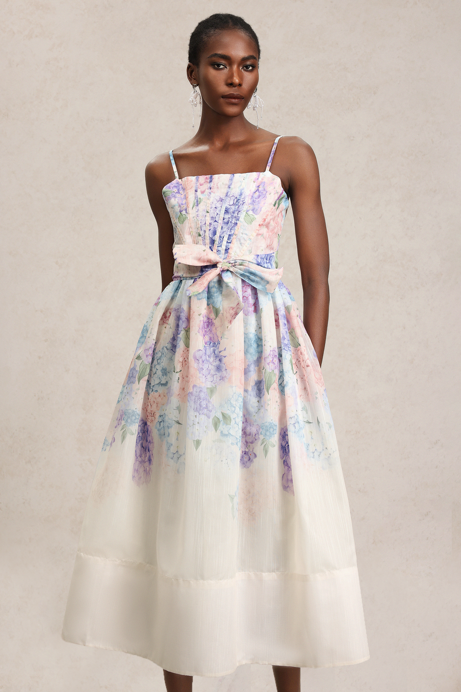Rue Floral Printed Halter Midi Dress