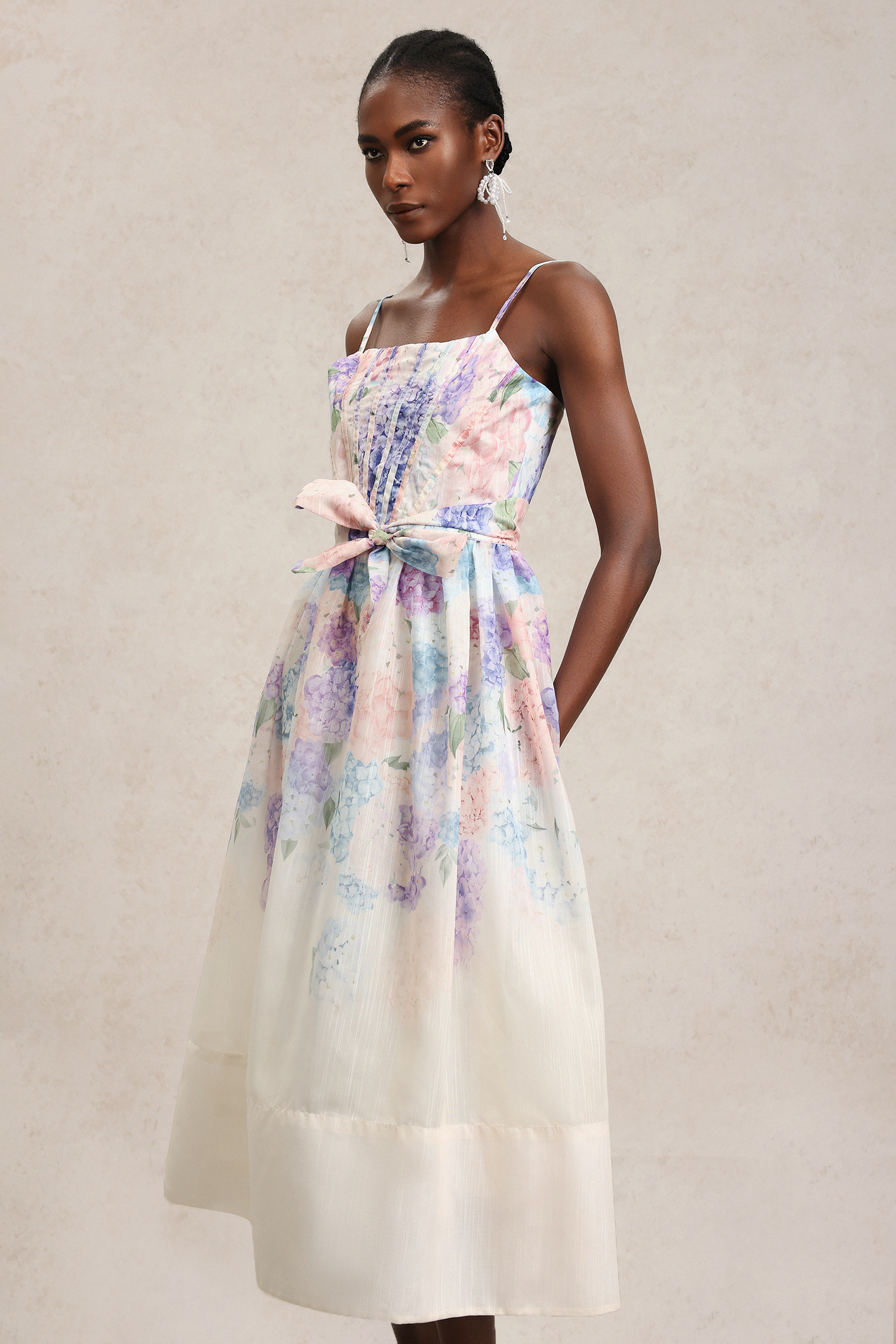 Rue Floral Printed Halter Midi Dress