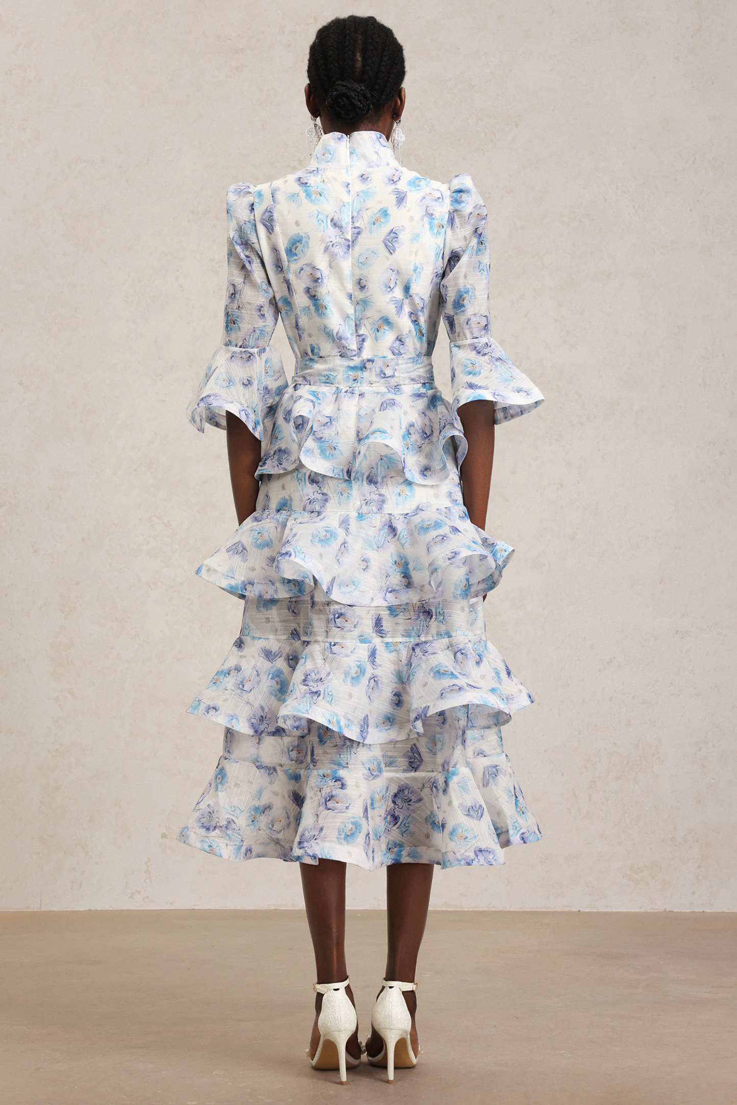 Lilani Floral Printed Layered Midi Dress