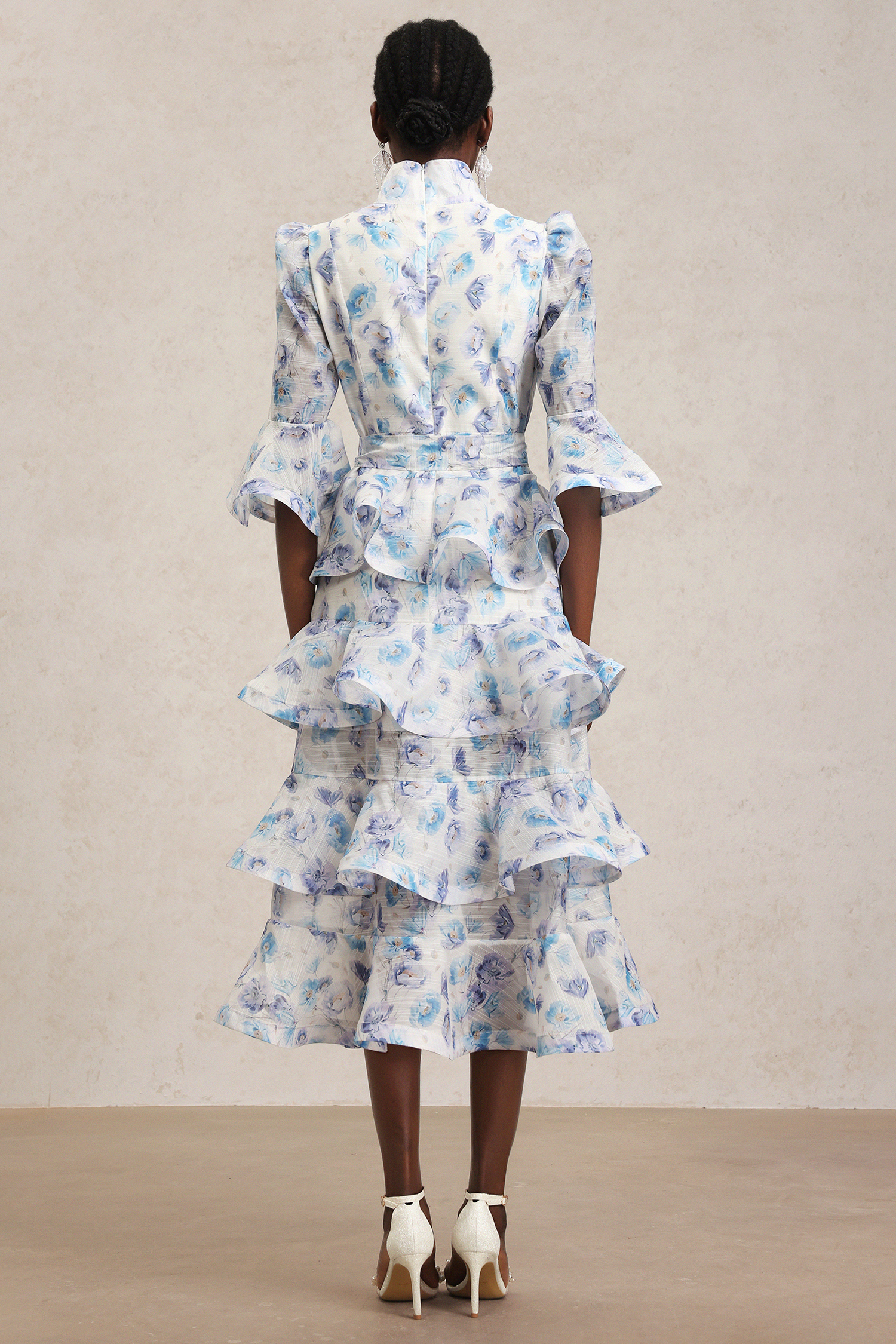 Lilani Floral Printed Layered Midi Dress