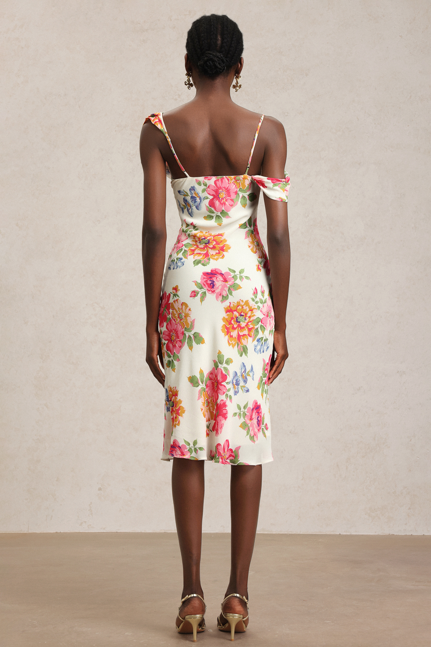 Xaler Halter Floral Printed Midi Dress