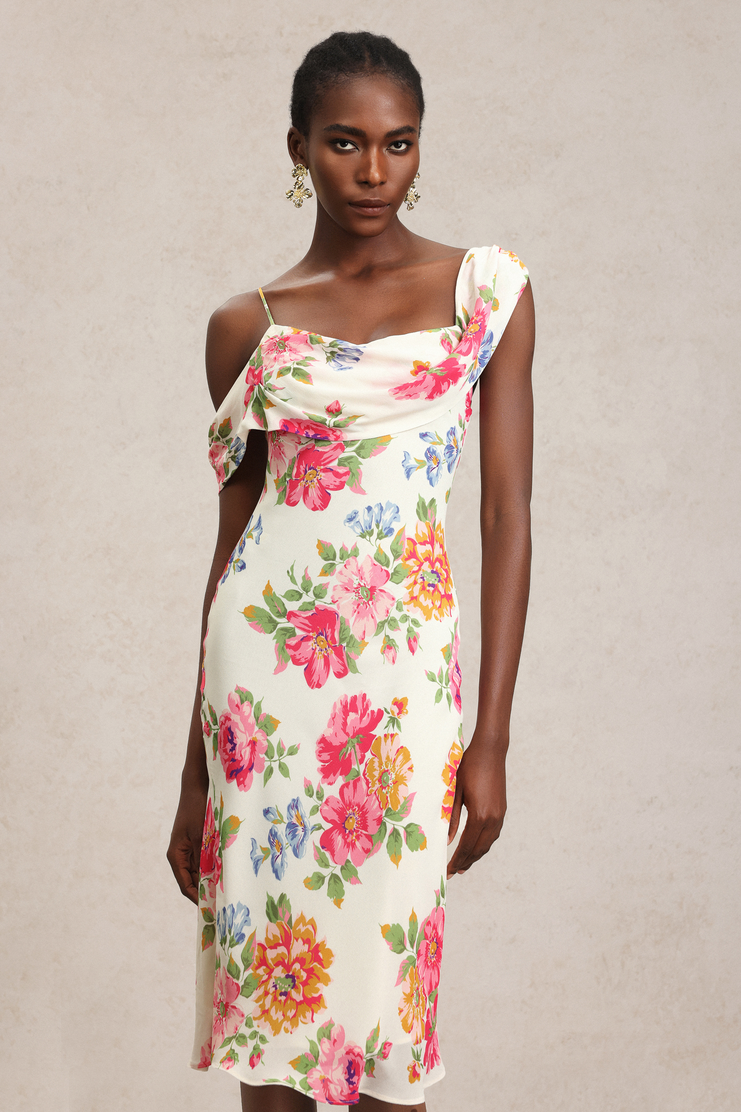 Xaler Halter Floral Printed Midi Dress