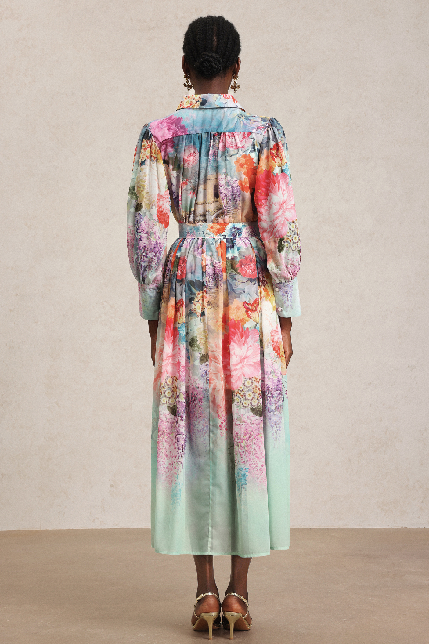 Erin Lapel Floral Printed Maxi Dress