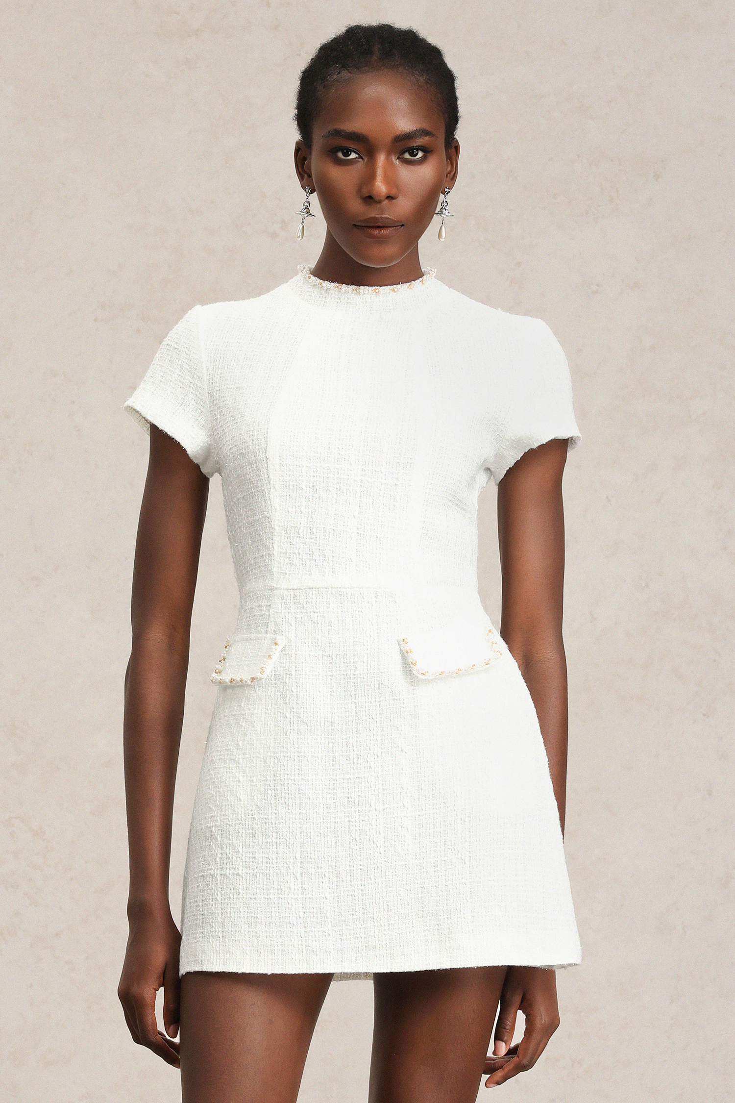 Taffy Short Sleeve Beading Mini Dress