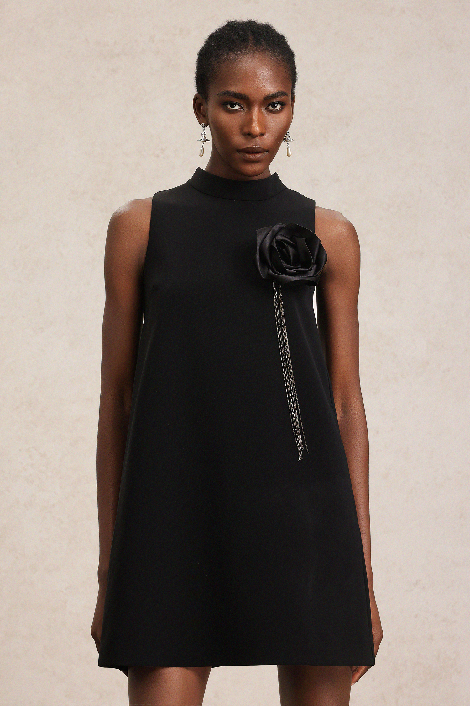 Doda Sleeveless Round Neck Flower Mini Dress