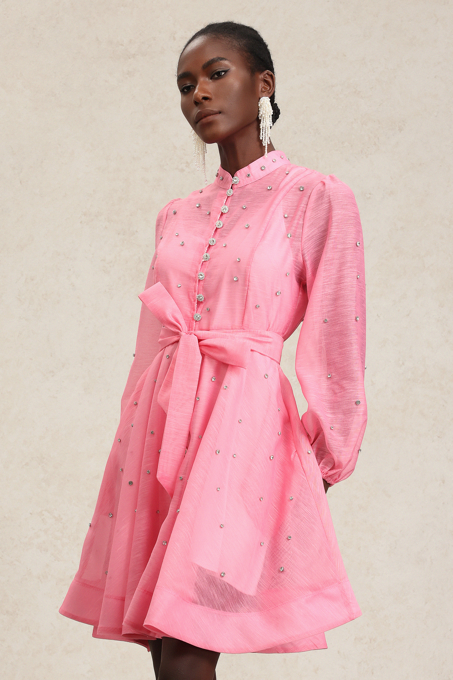 Yara Diamond Long Sleeve Mini Dress