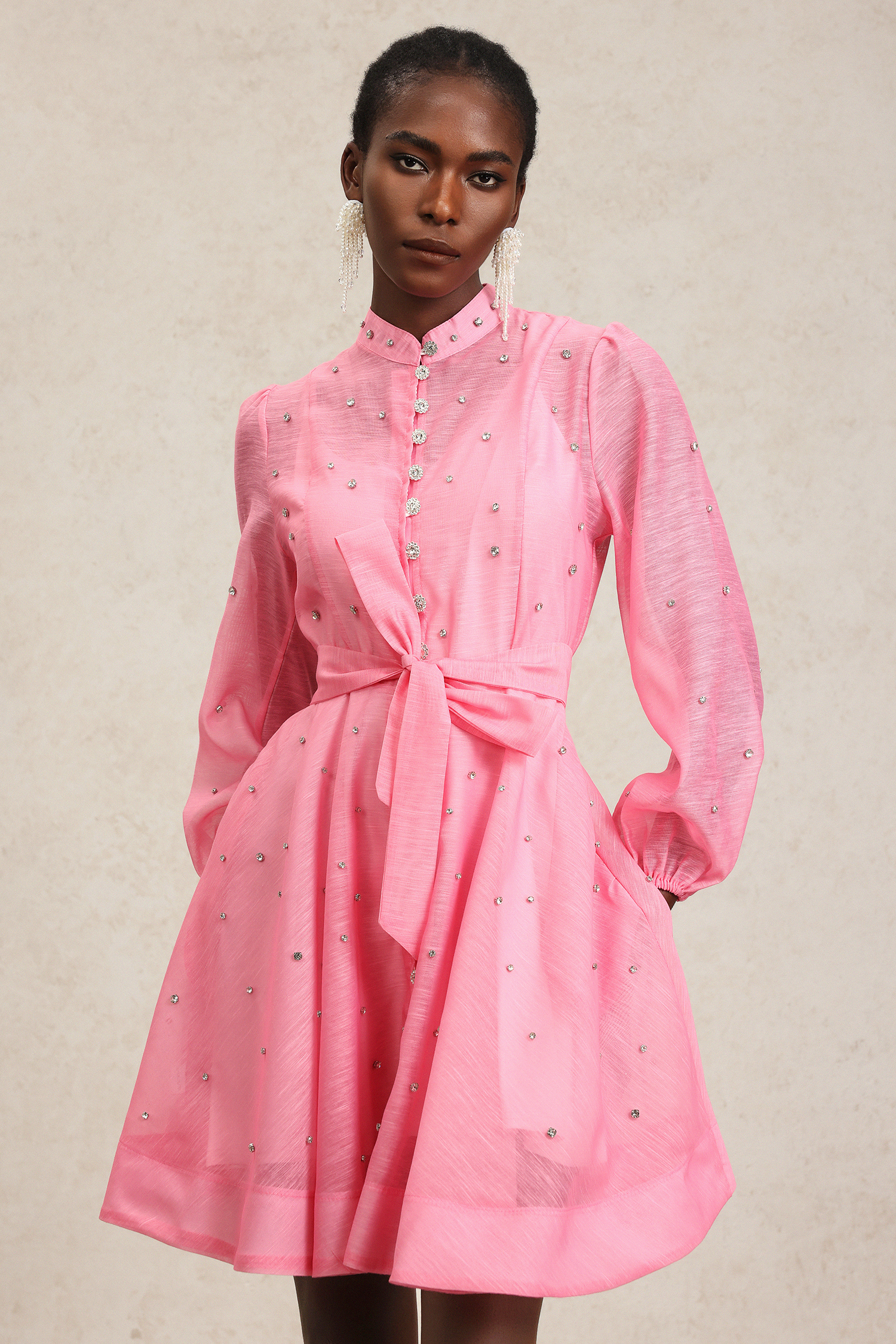 Yara Diamond Long Sleeve Mini Dress