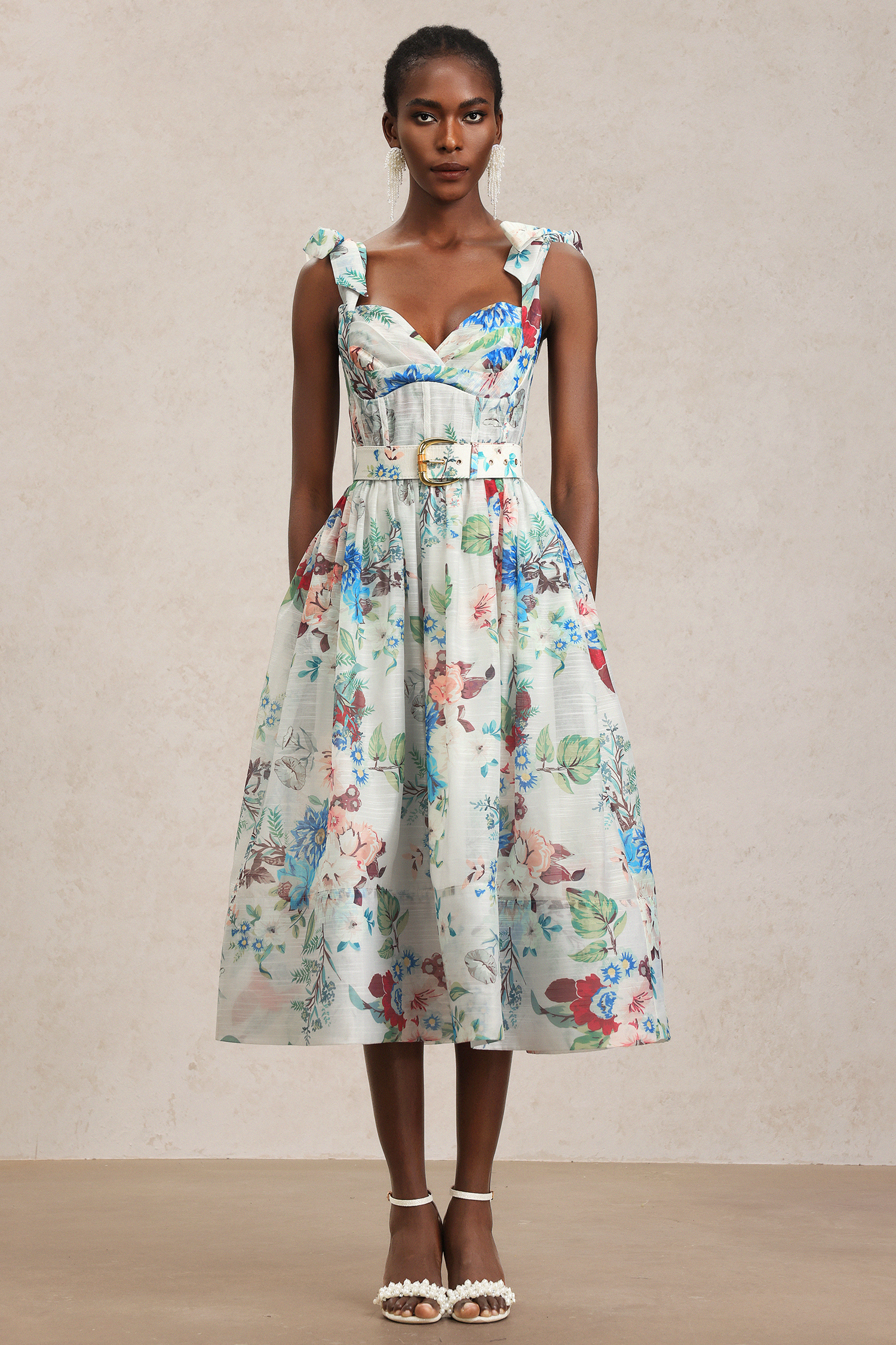 Reminisce Floral Printed Halter Midi Dress