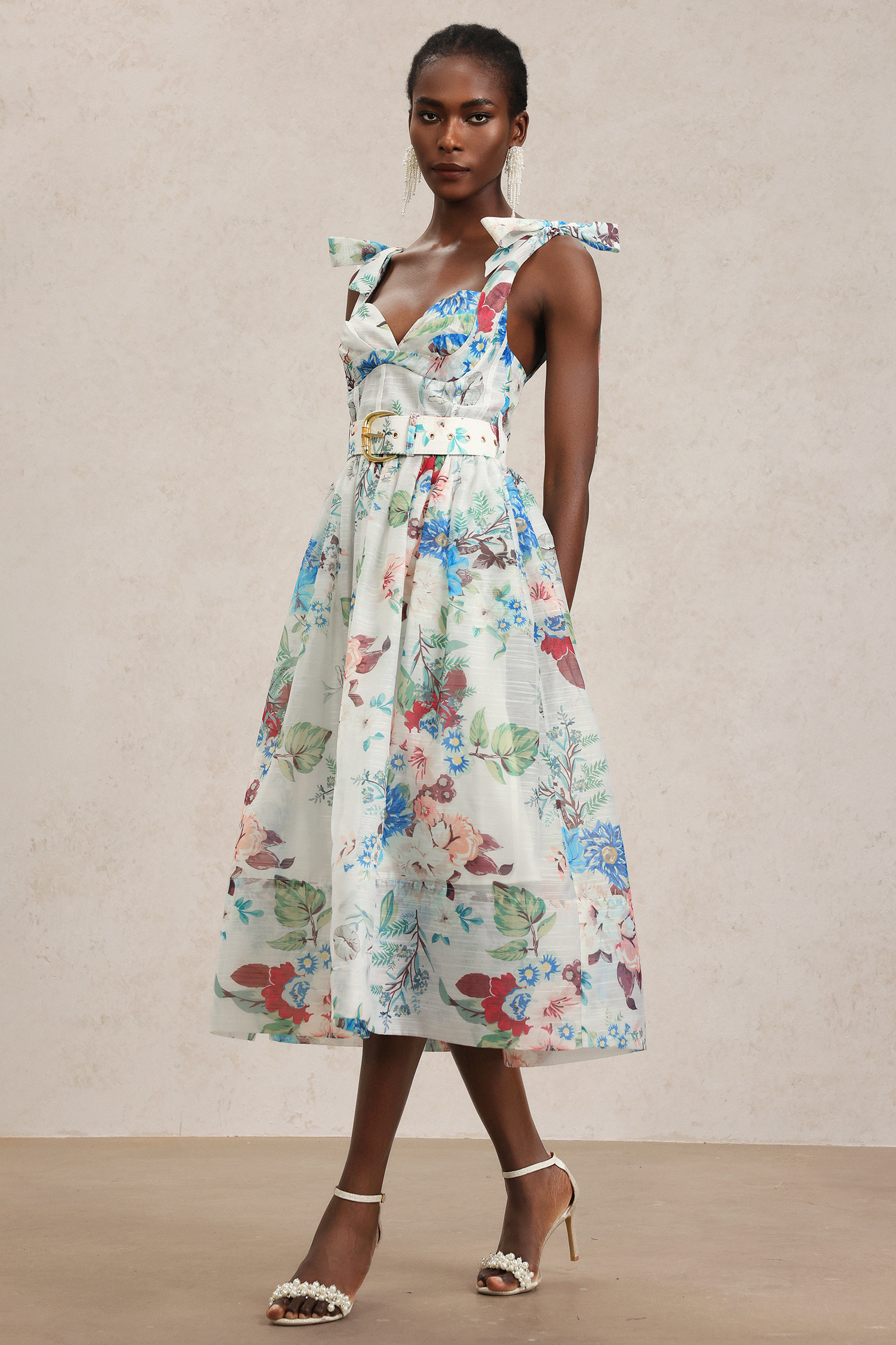 Reminisce Floral Printed Halter Midi Dress