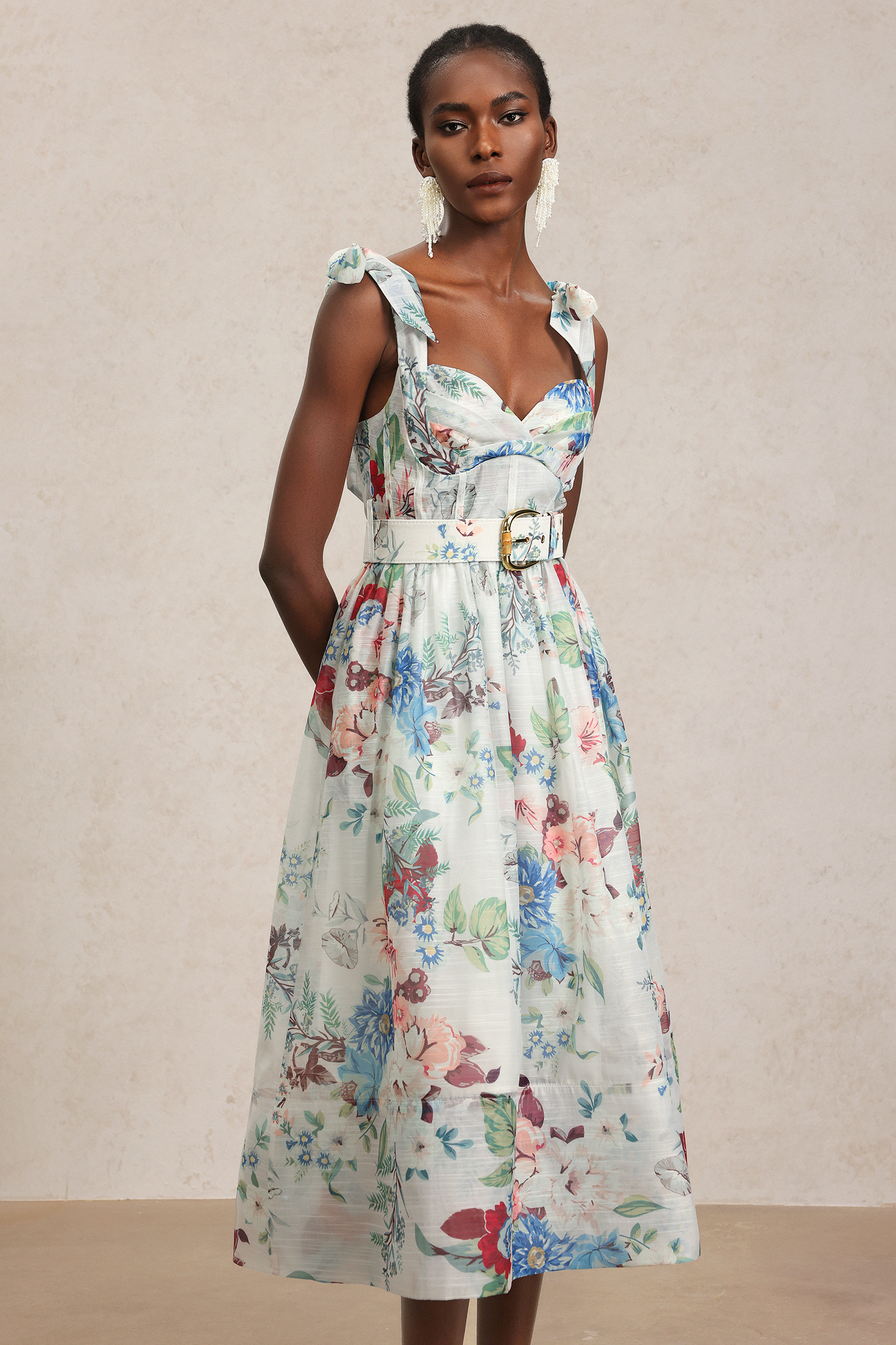 Reminisce Floral Printed Halter Midi Dress