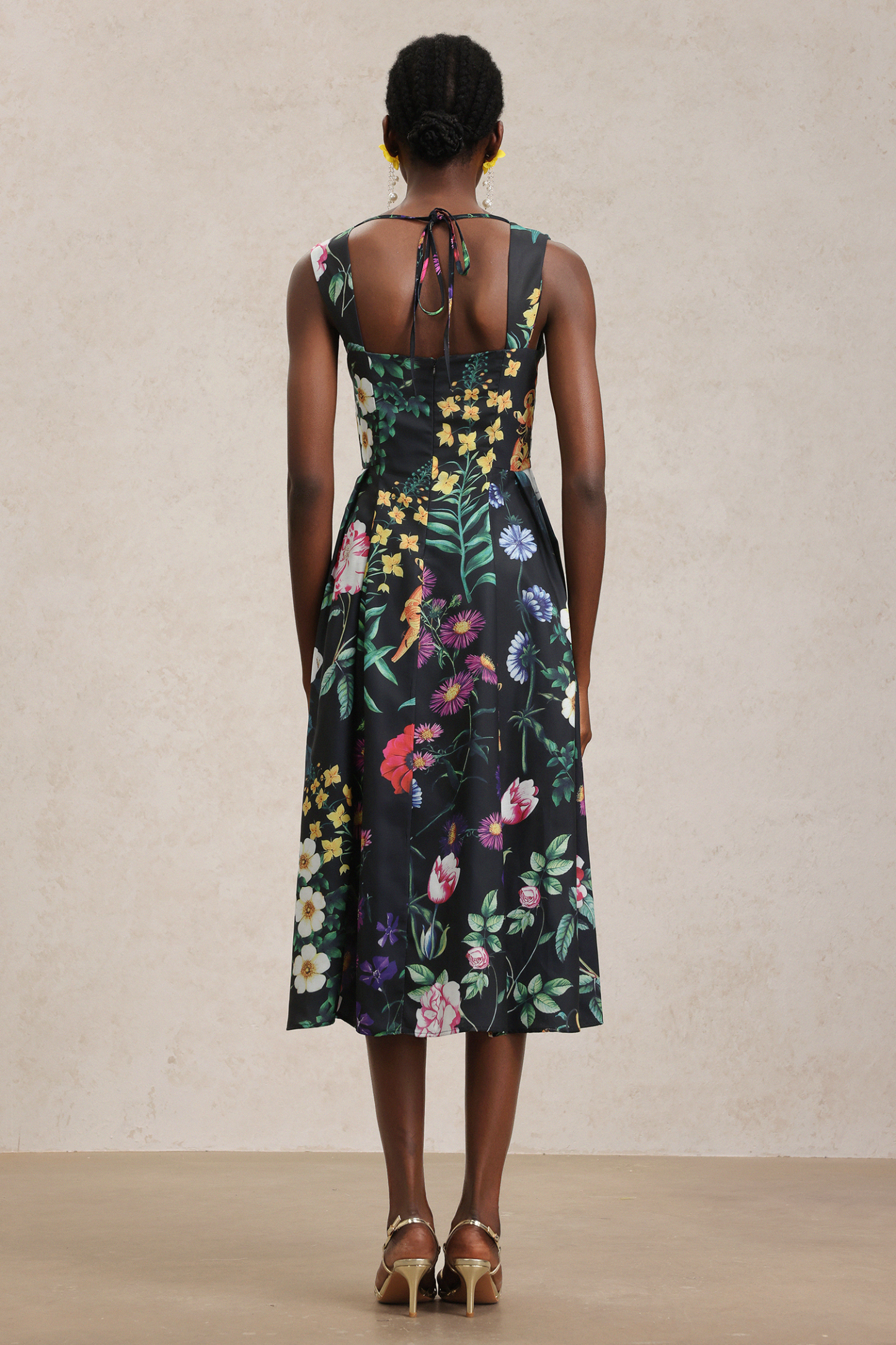 Roseau Floral Printed Halter Midi Dress
