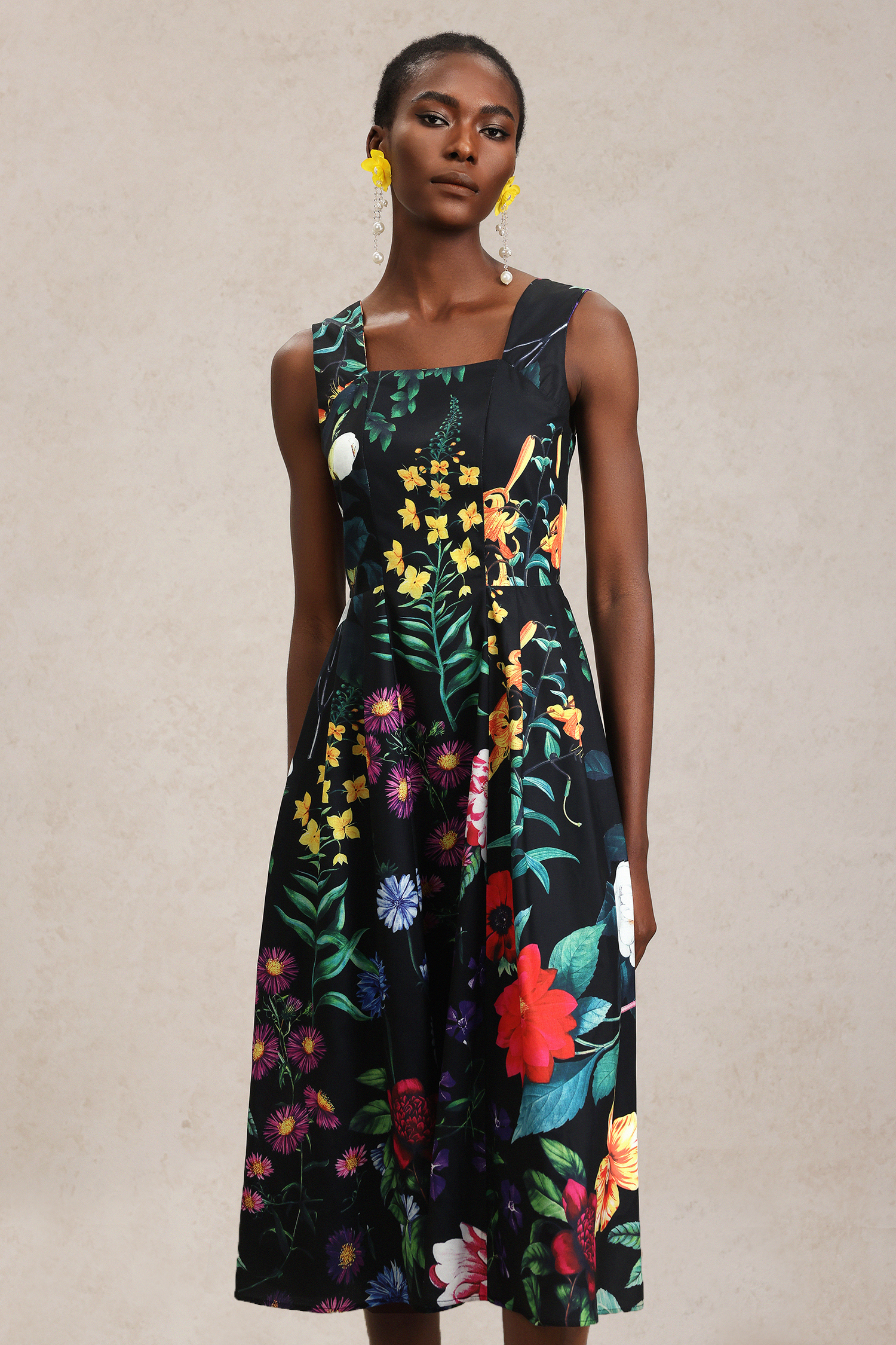 Roseau Floral Printed Halter Midi Dress