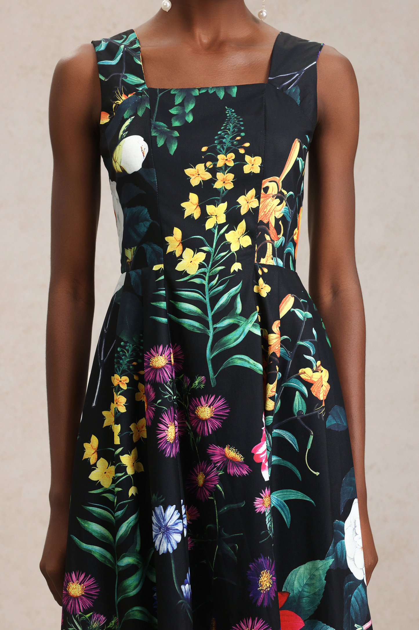 Roseau Floral Printed Halter Midi Dress