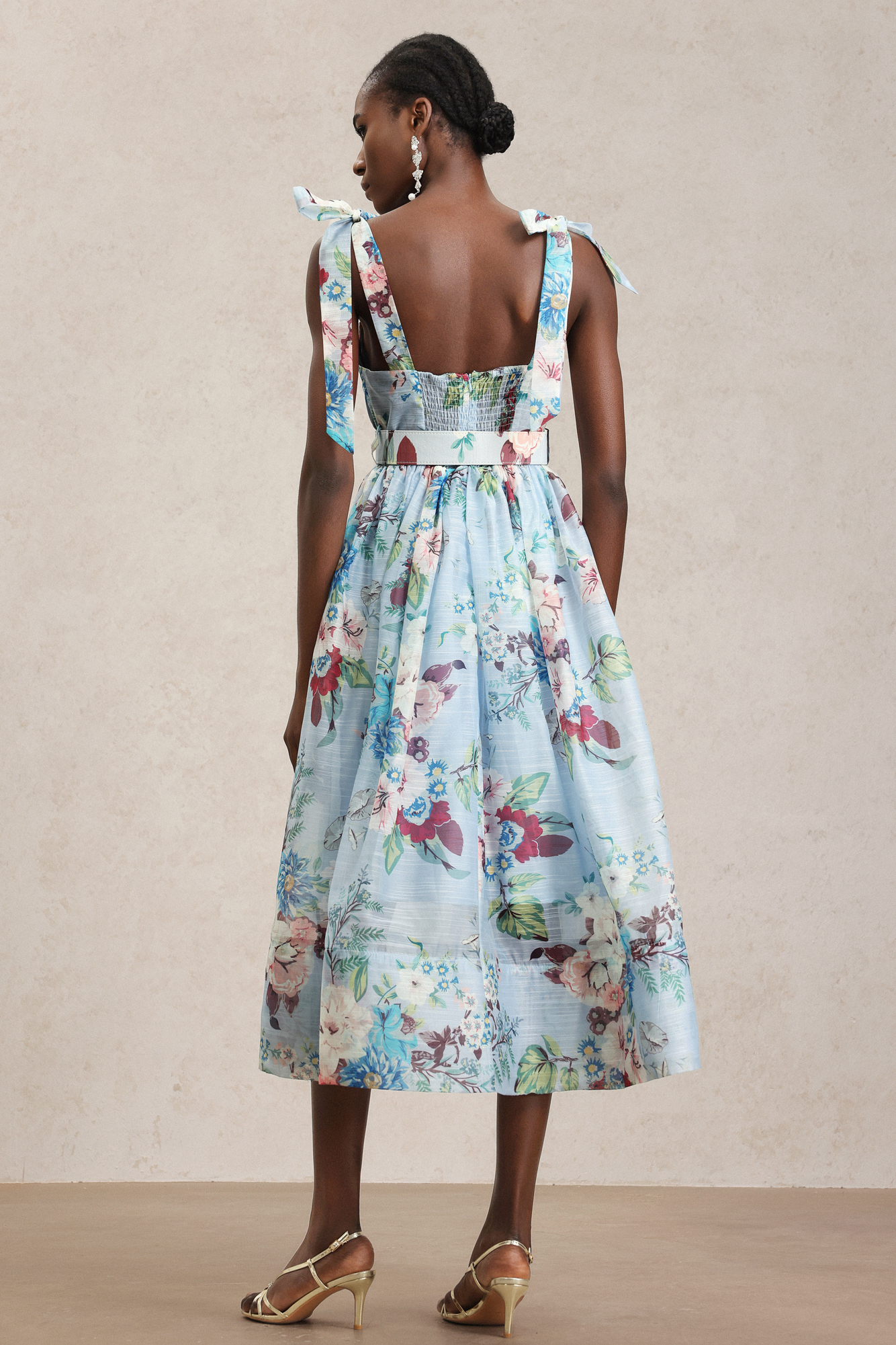 Metta Floral Printed Halter Midi Dress