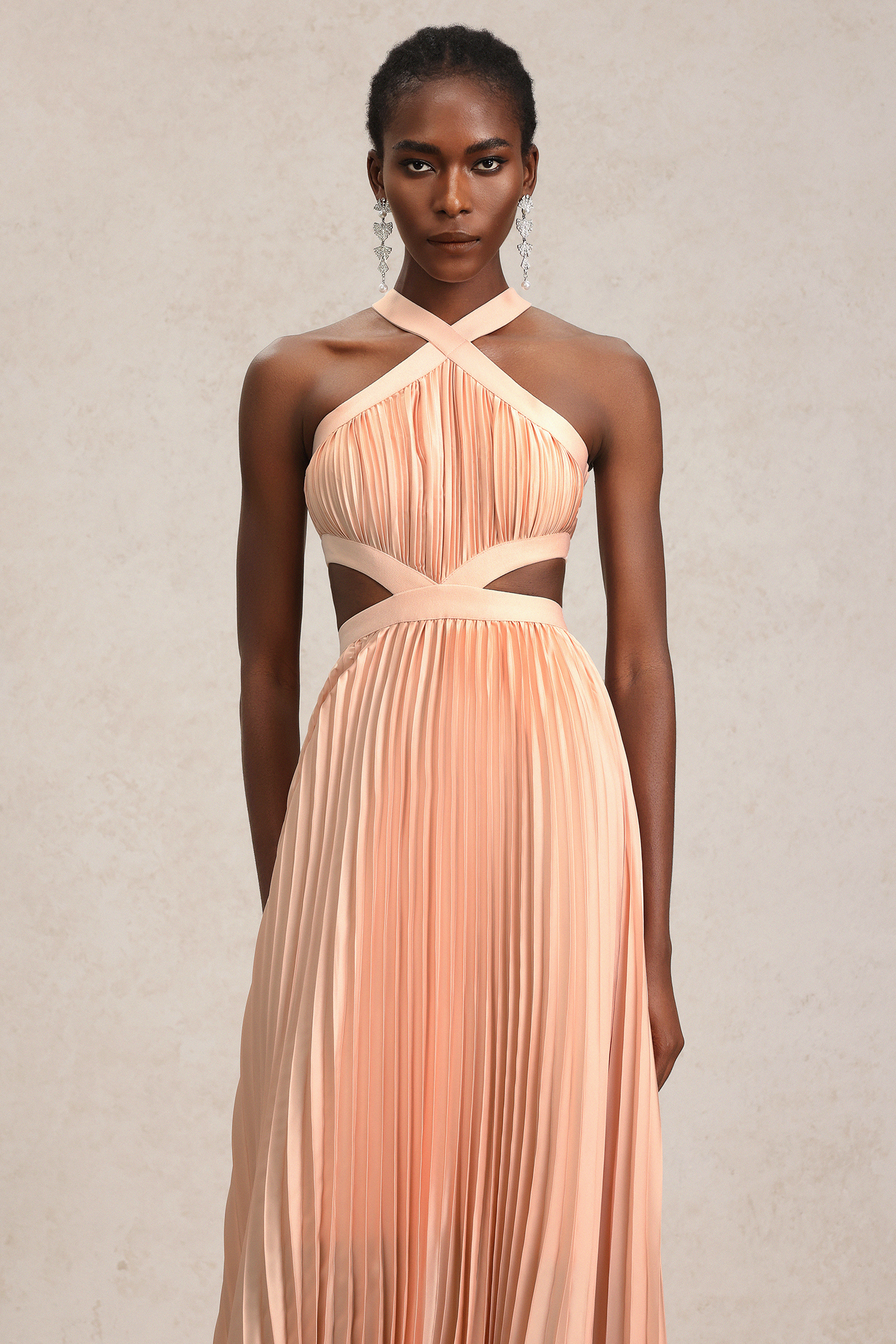 Valor Sleeveless Hollow Out Folds Maxi Dress