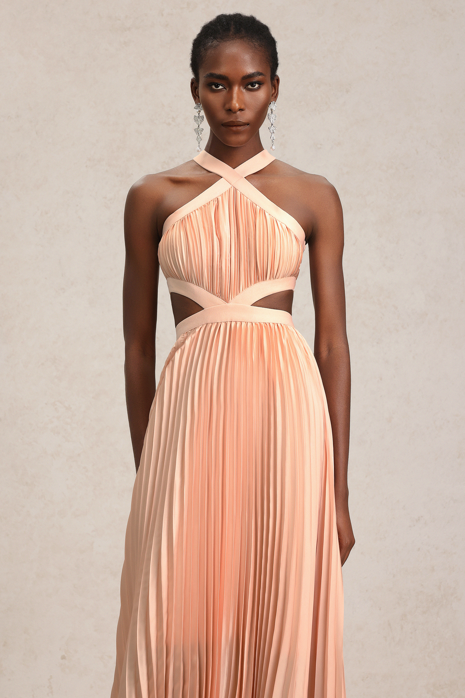 Valor Sleeveless Hollow Out Folds Maxi Dress