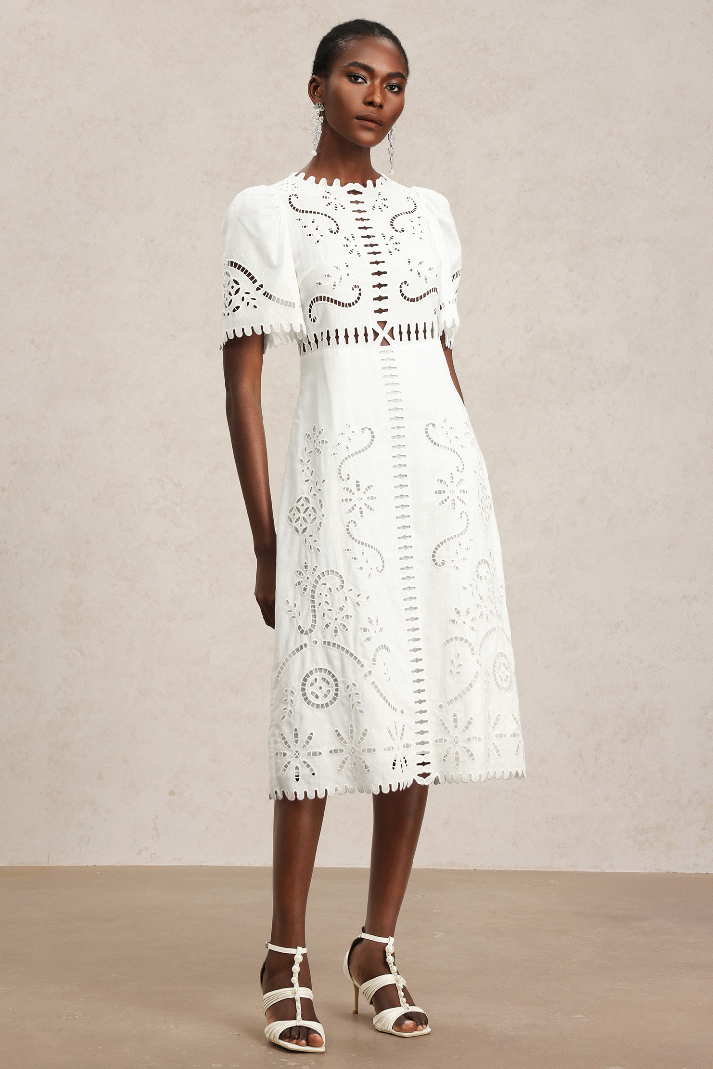 Kimaya Short Sleeves Hollow Out Midi Dress