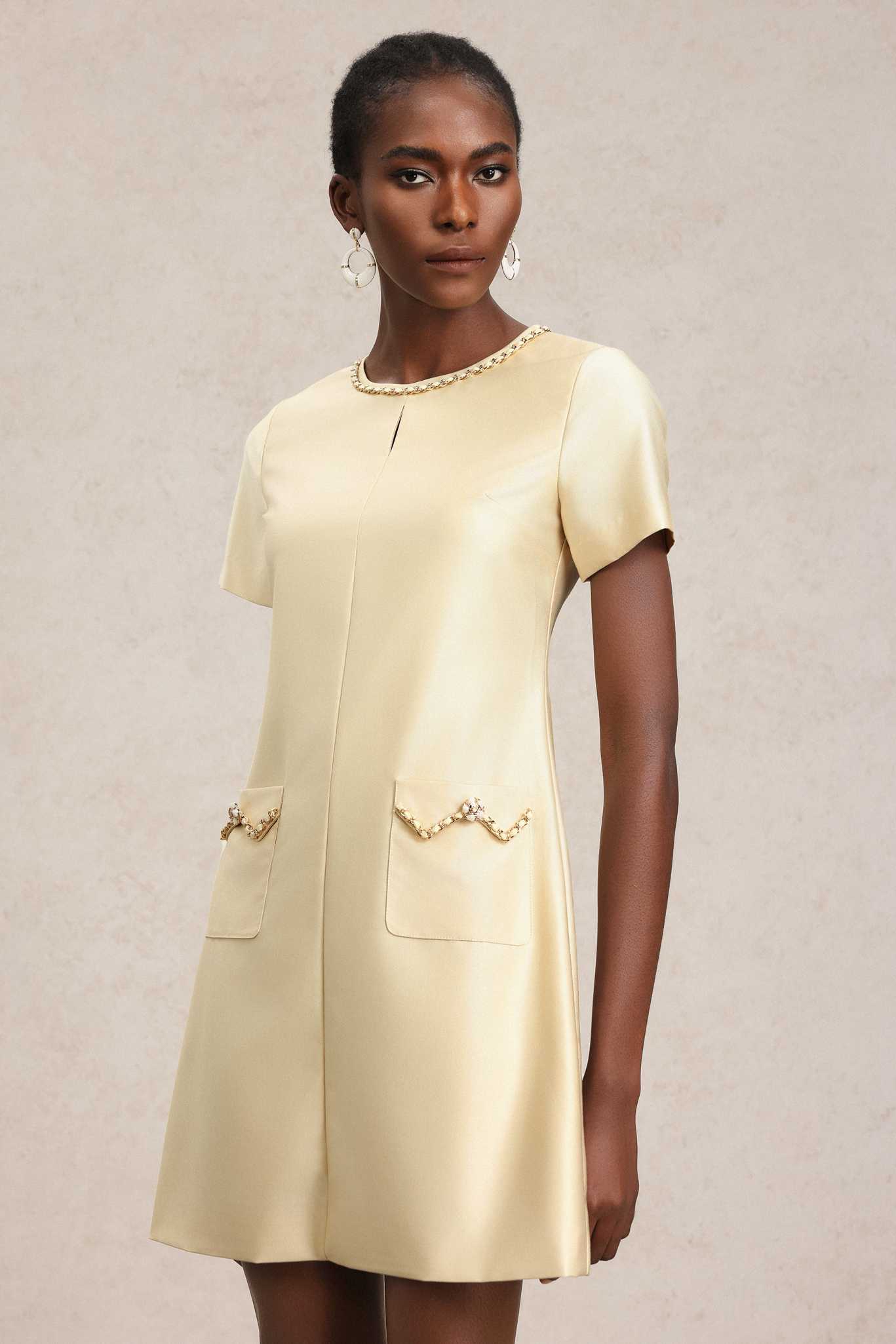 Tancy Short Sleeves Round Neck Mini Dress